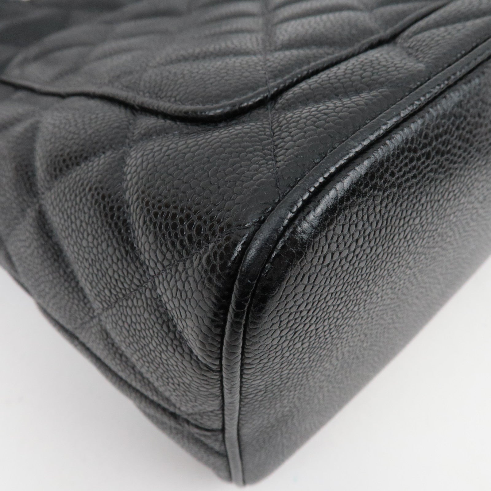 CHANEL Medallion Tote Bag Caviar Skin Black Silver HDW A01804 10031008