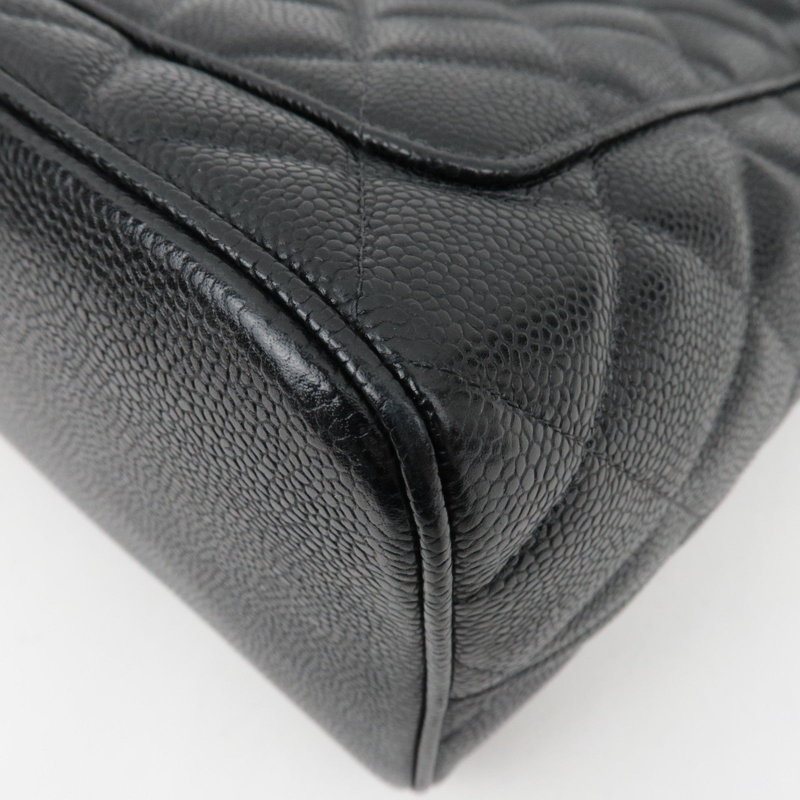 CHANEL Medallion Tote Bag Caviar Skin Black Silver HDW A01804 10031008