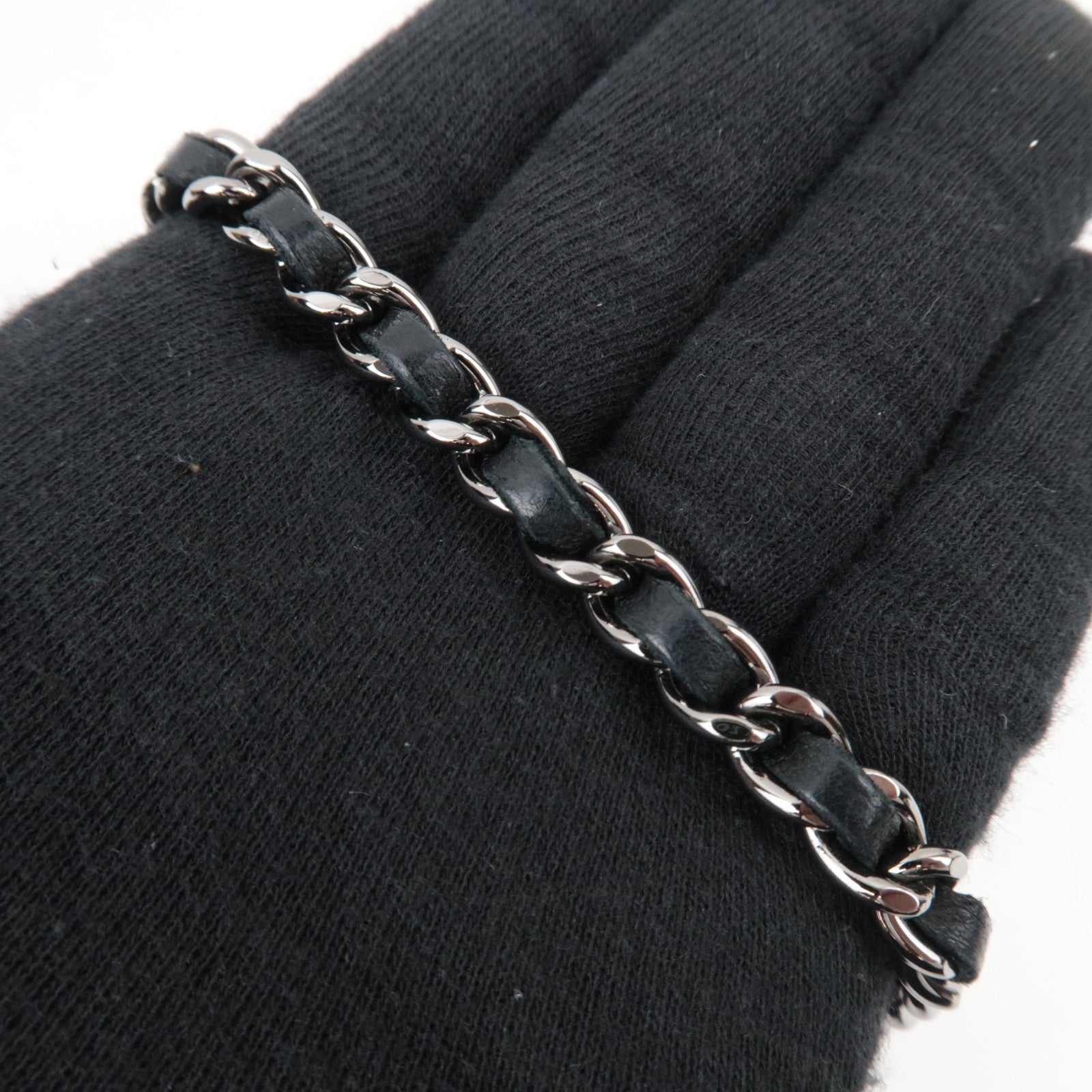 CHANEL Logo Chain Shoulder Bag Lambskin Black Silver HDW 9286794