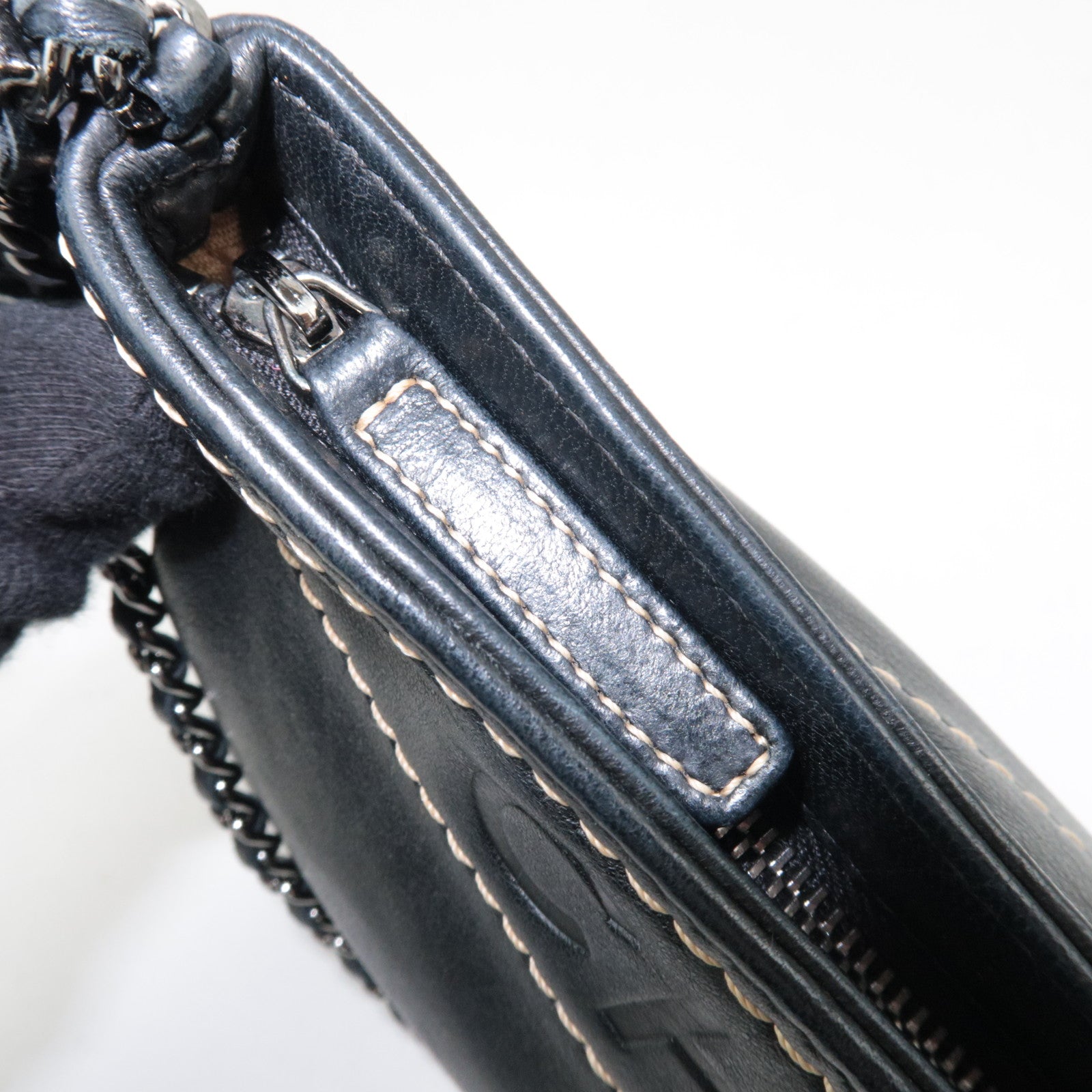 CHANEL Logo Chain Shoulder Bag Lambskin Black Silver HDW 9286794