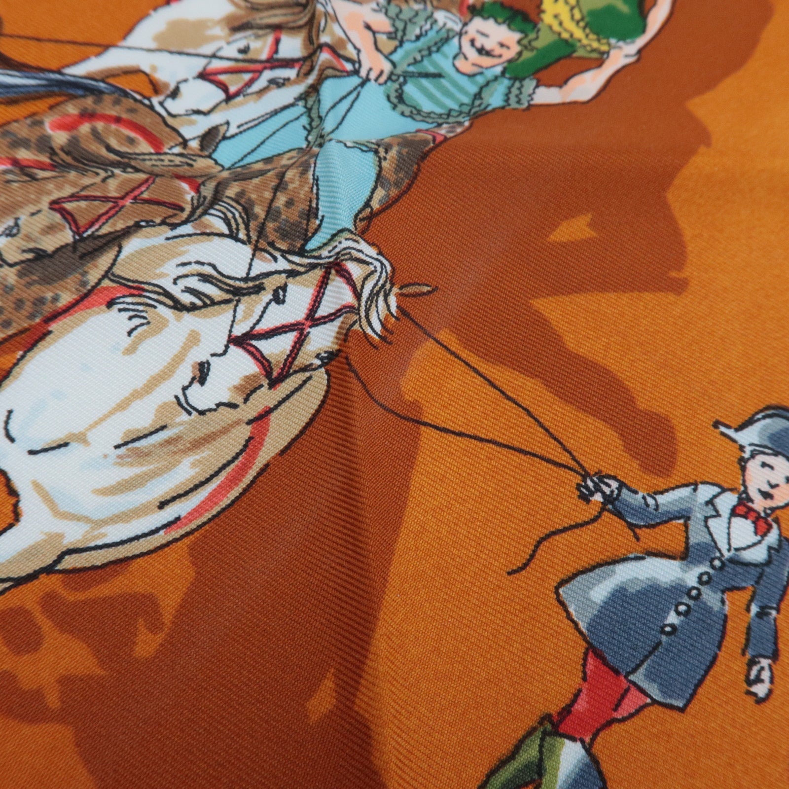 HERMES Carre 90 Scarf CIRQUE MOLIER 100% Silk Brown