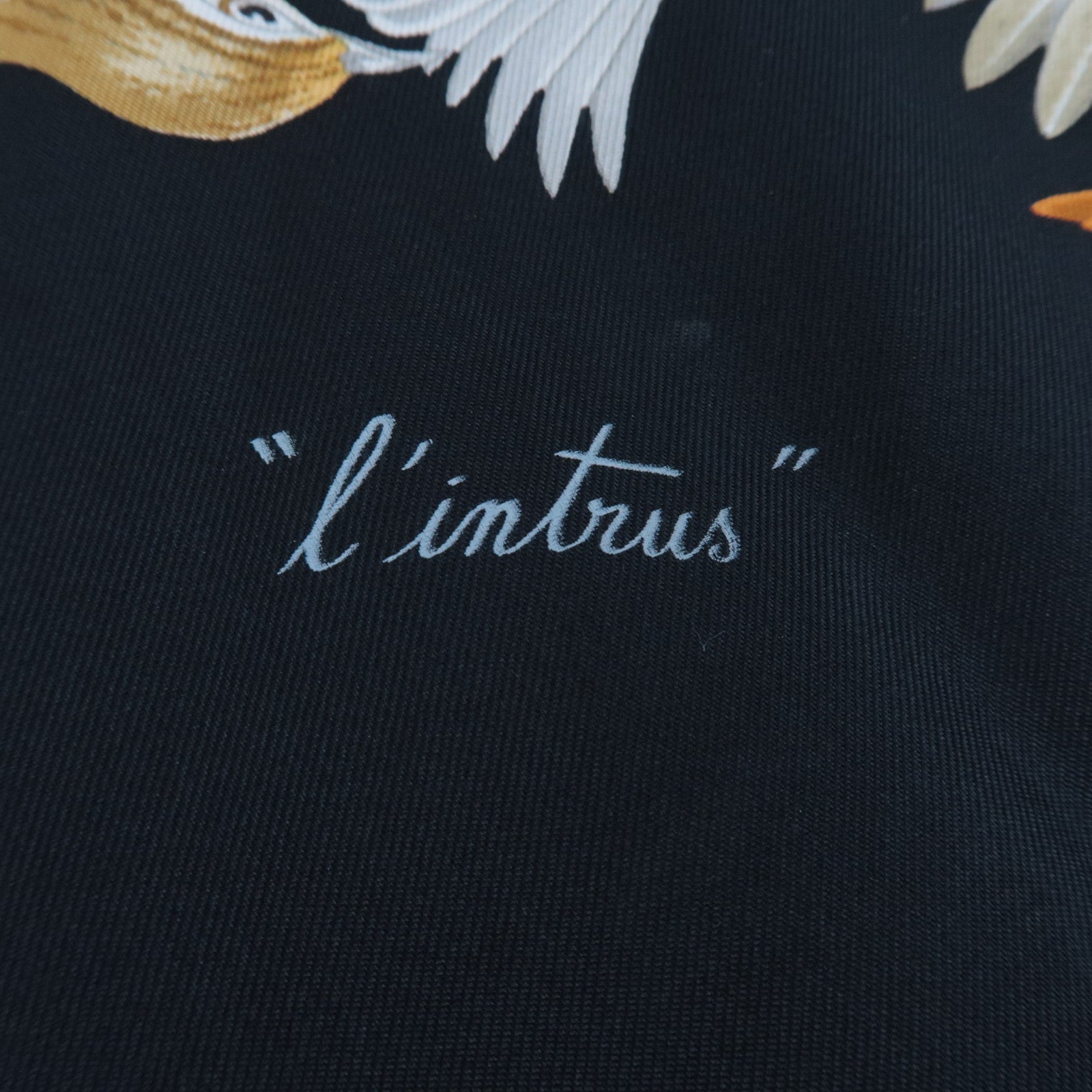 HERMES Carre 90 Scarf L'intrus 100% Silk Black