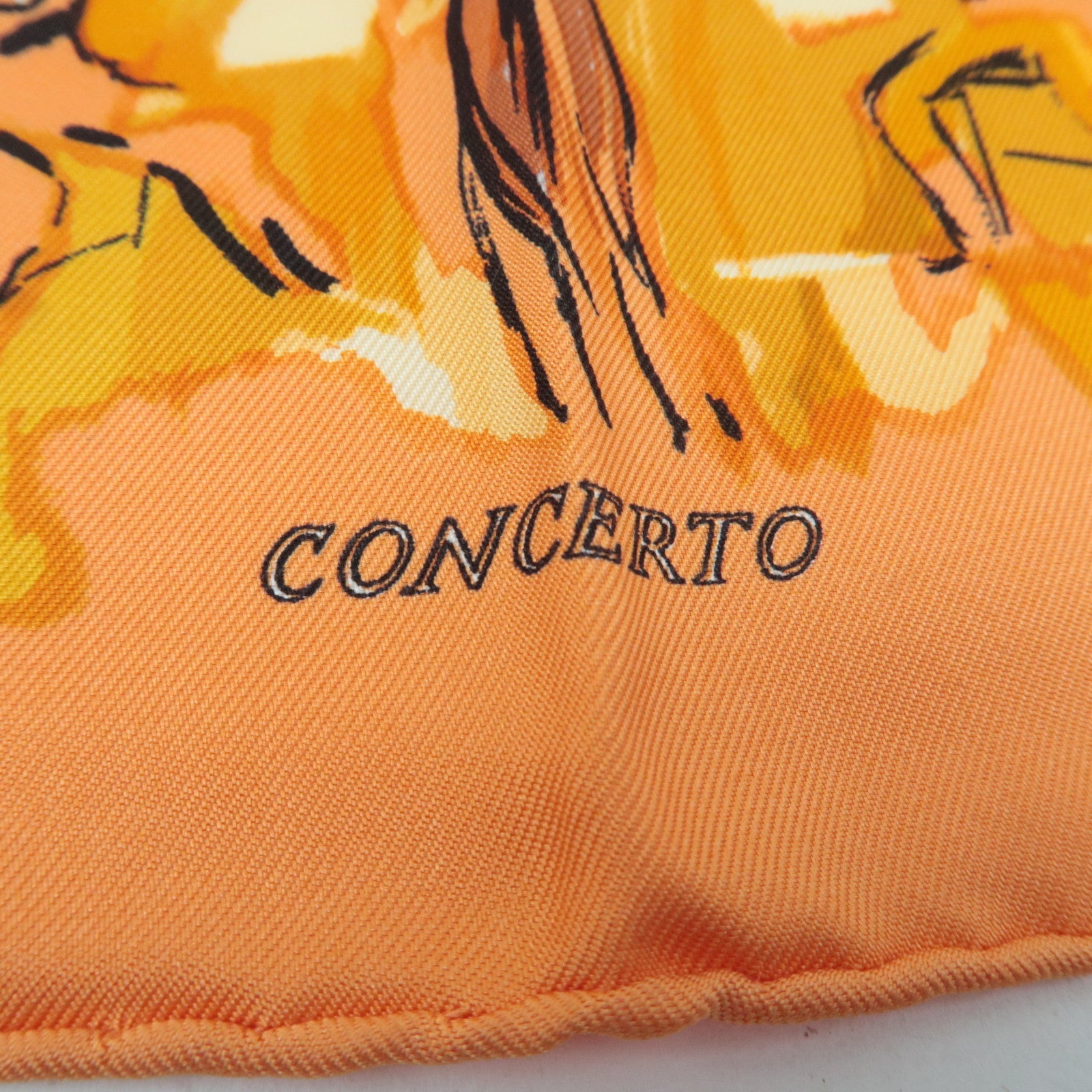 HERMES Petit Carre Carre 40 Scarf CONCERTO 100% Silk Orange