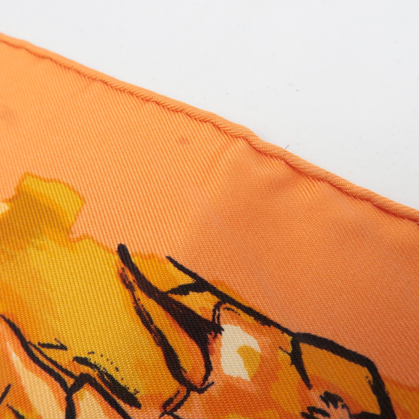 HERMES Petit Carre Carre 40 Scarf CONCERTO 100% Silk Orange