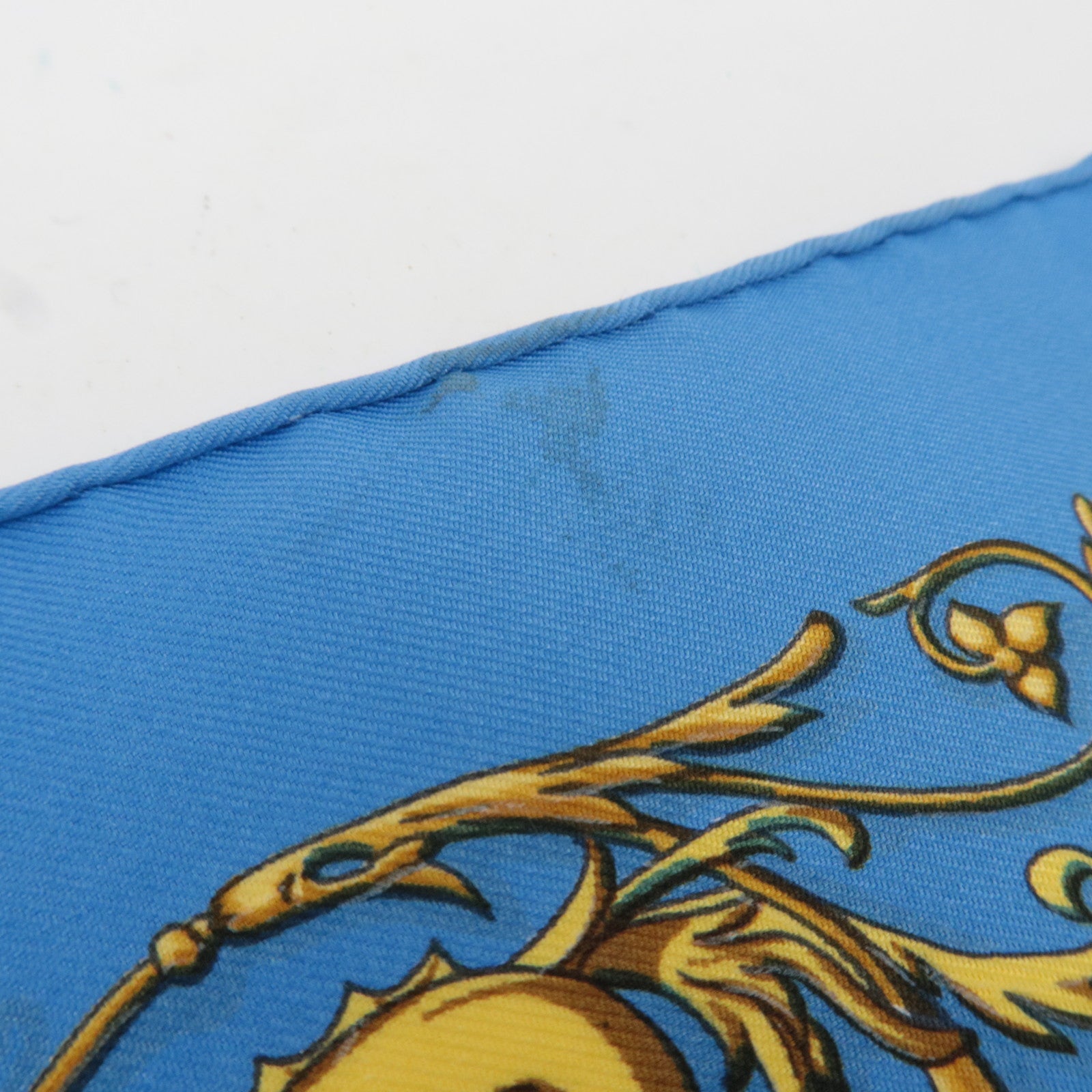 HERMES Petit Carre Carre 40 Scarf Astrology Print 100% Silk Blue