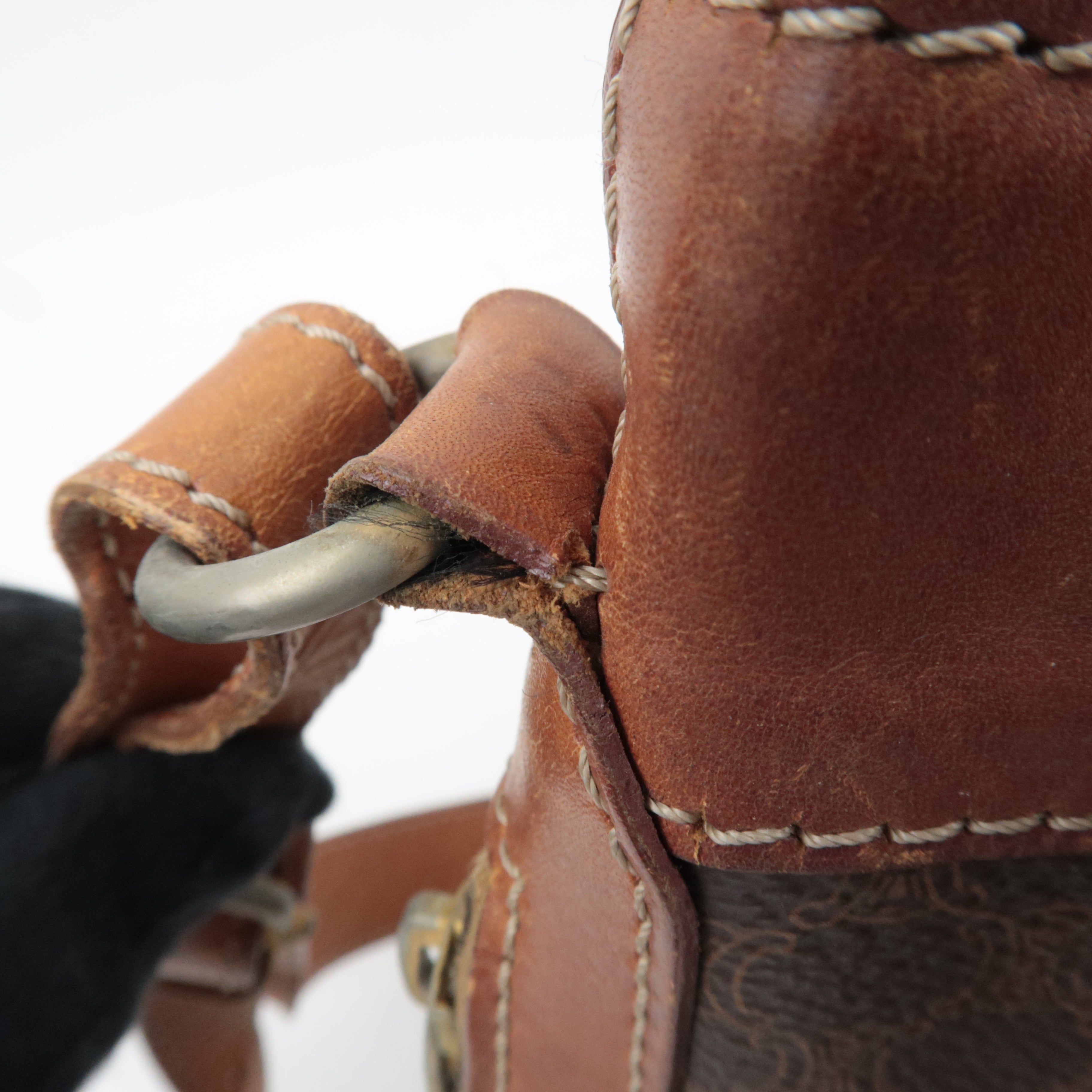 CELINE Macadam Drawstring Leather Shoulder Bag PVC Brown