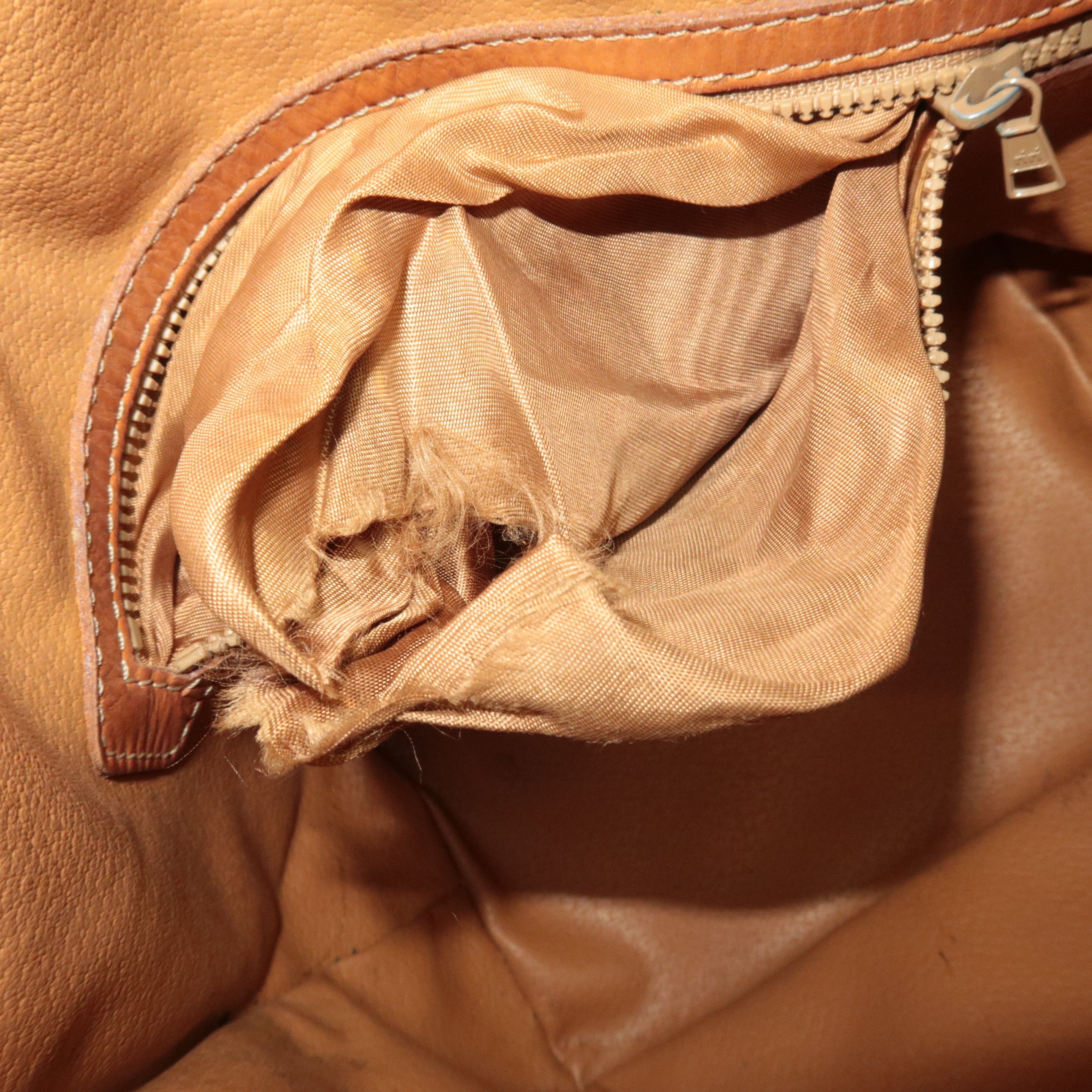 CELINE Macadam Drawstring Leather Shoulder Bag PVC Brown