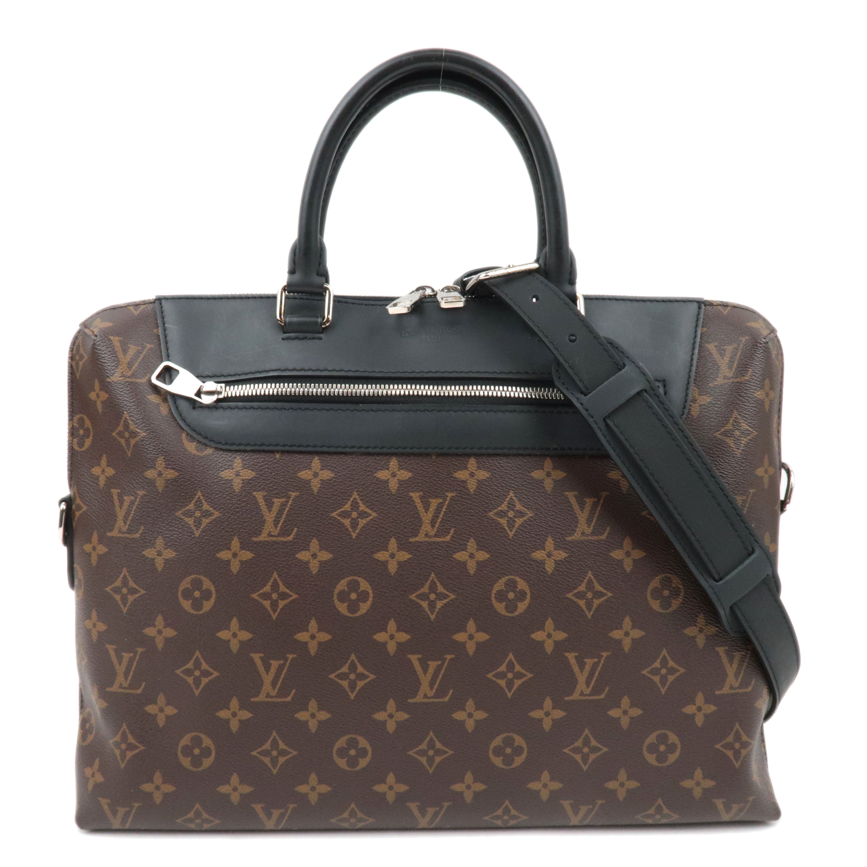 Louis Vuitton Monogram Macassar Porte Documents Jour 2Way Handbag M54019 CA4185 *Strap83868