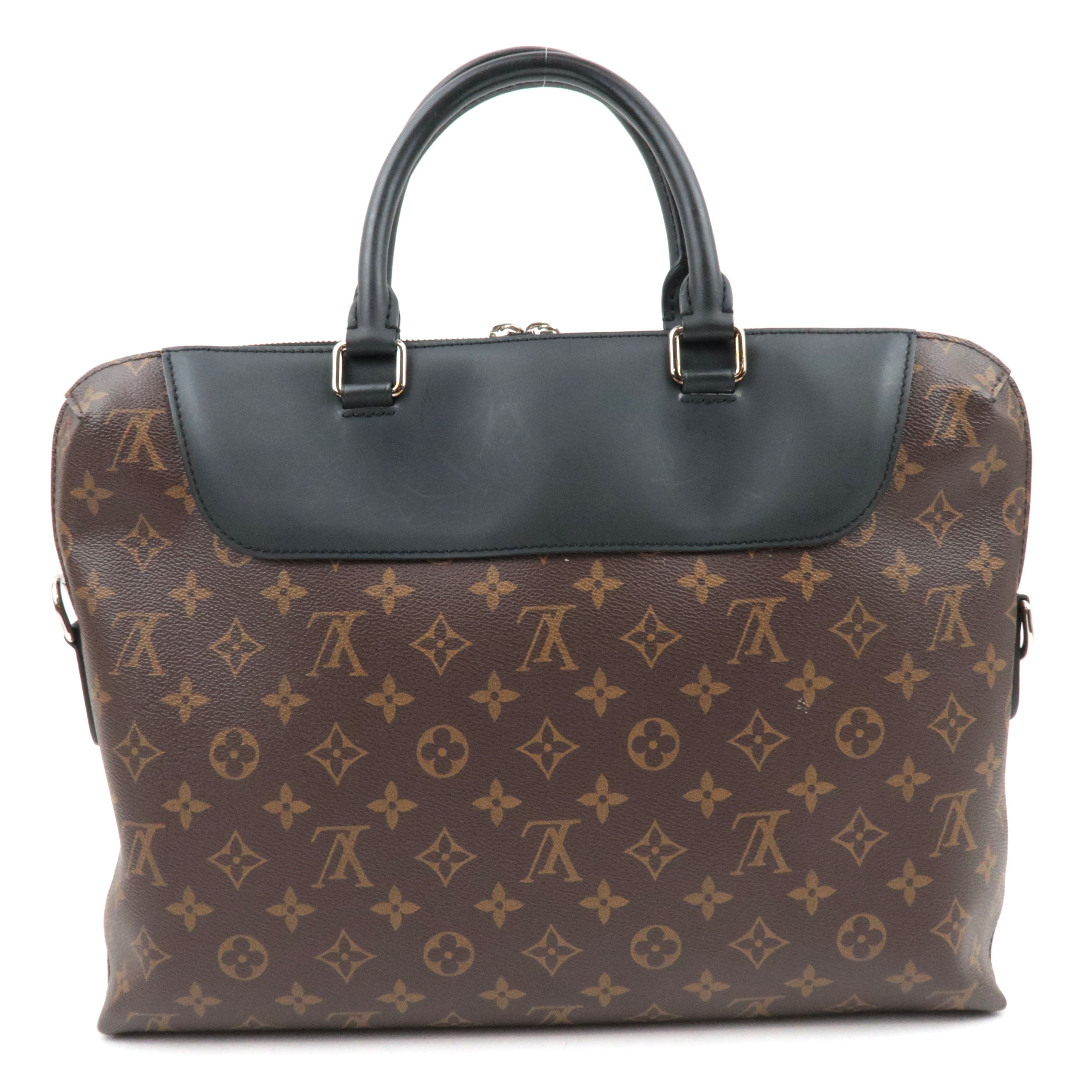 Louis Vuitton Monogram Macassar Porte Documents Jour 2Way Handbag M54019 CA4185 *Strap