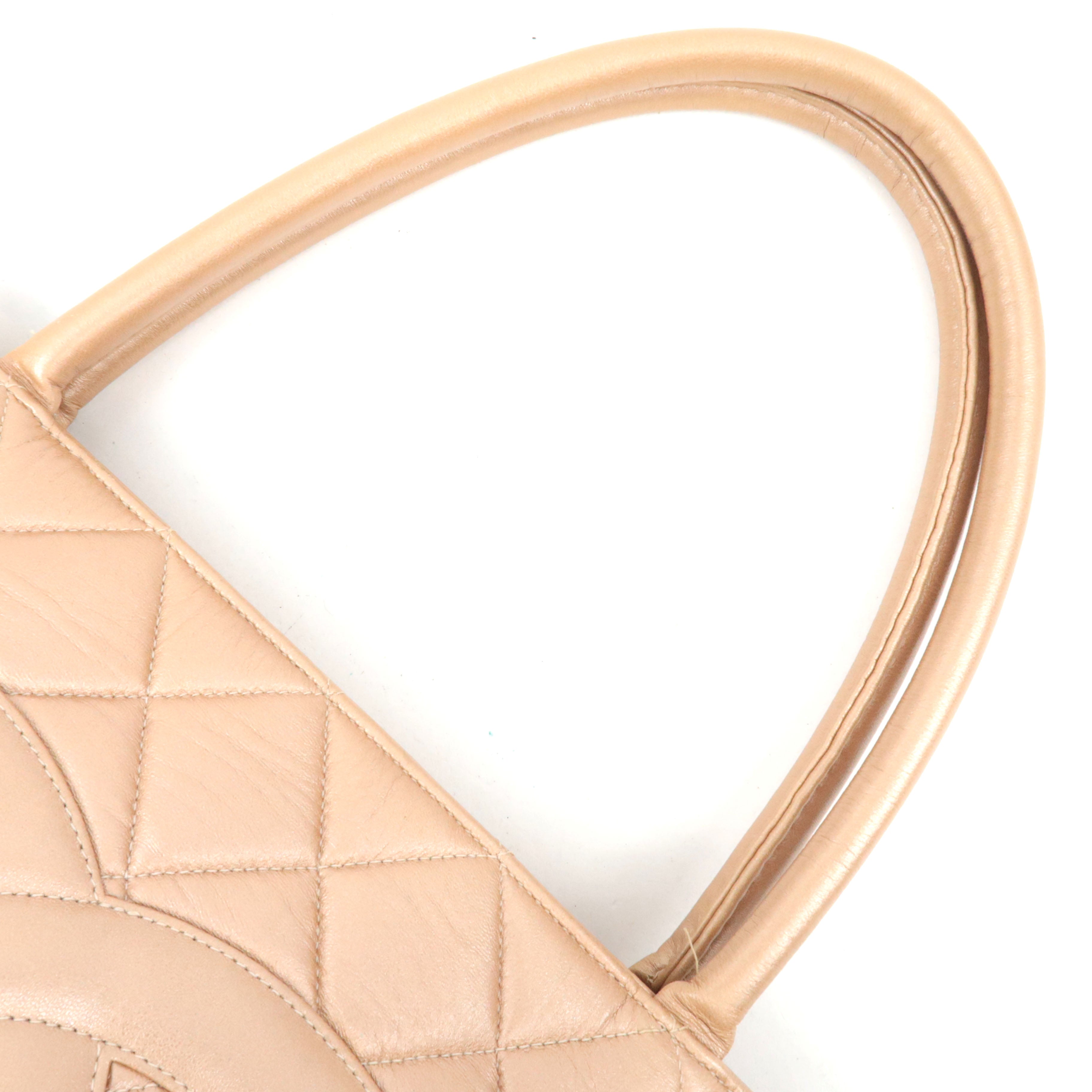 CHANEL Coco Mark Medallion Tote Bag Lambskin Champagne A01804 7505327 *G card, Dust bag