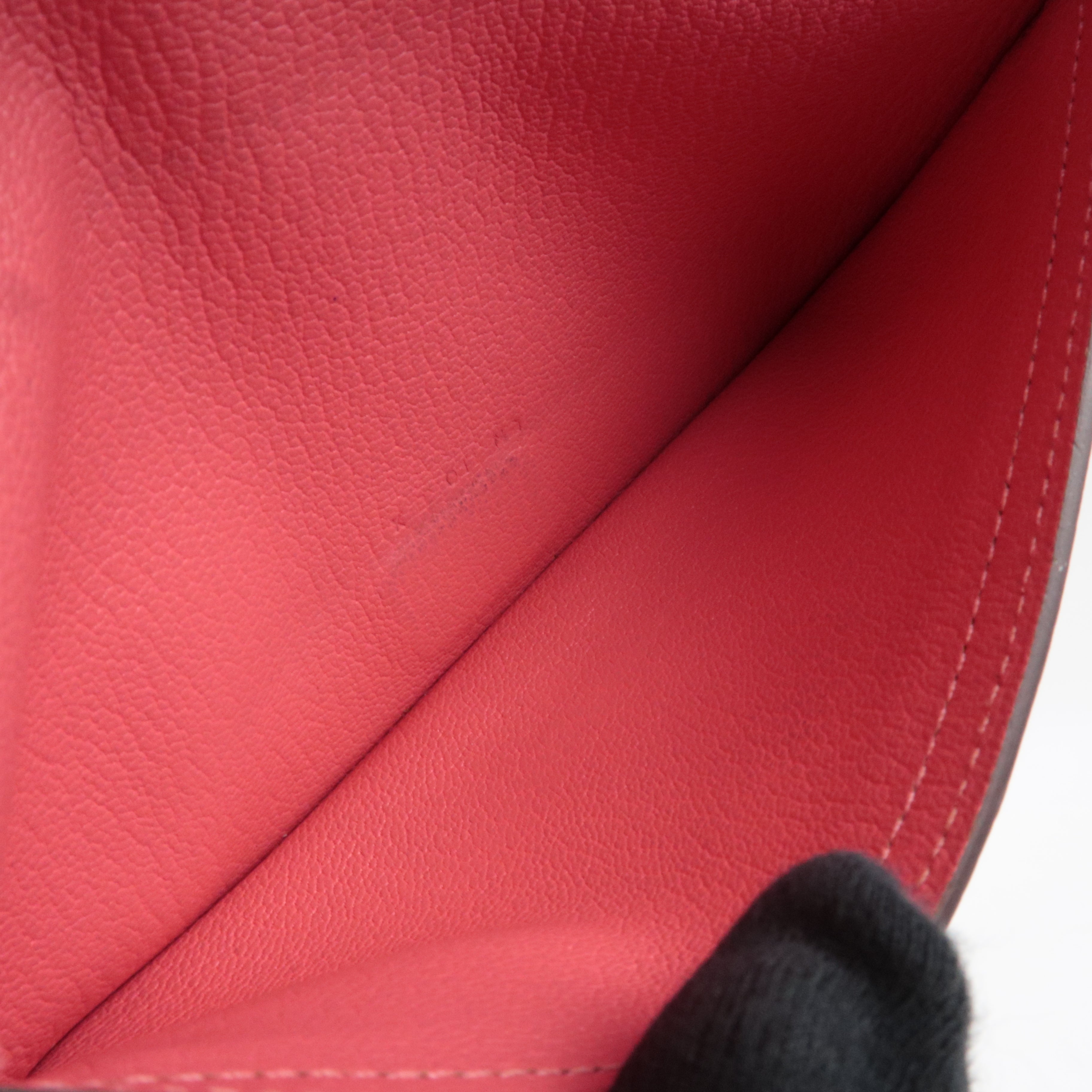 HERMES Bearn Soufflet Bifold Long Wallet X Stamp (2016) Chevre Rose Azalea Silver HDW *Box