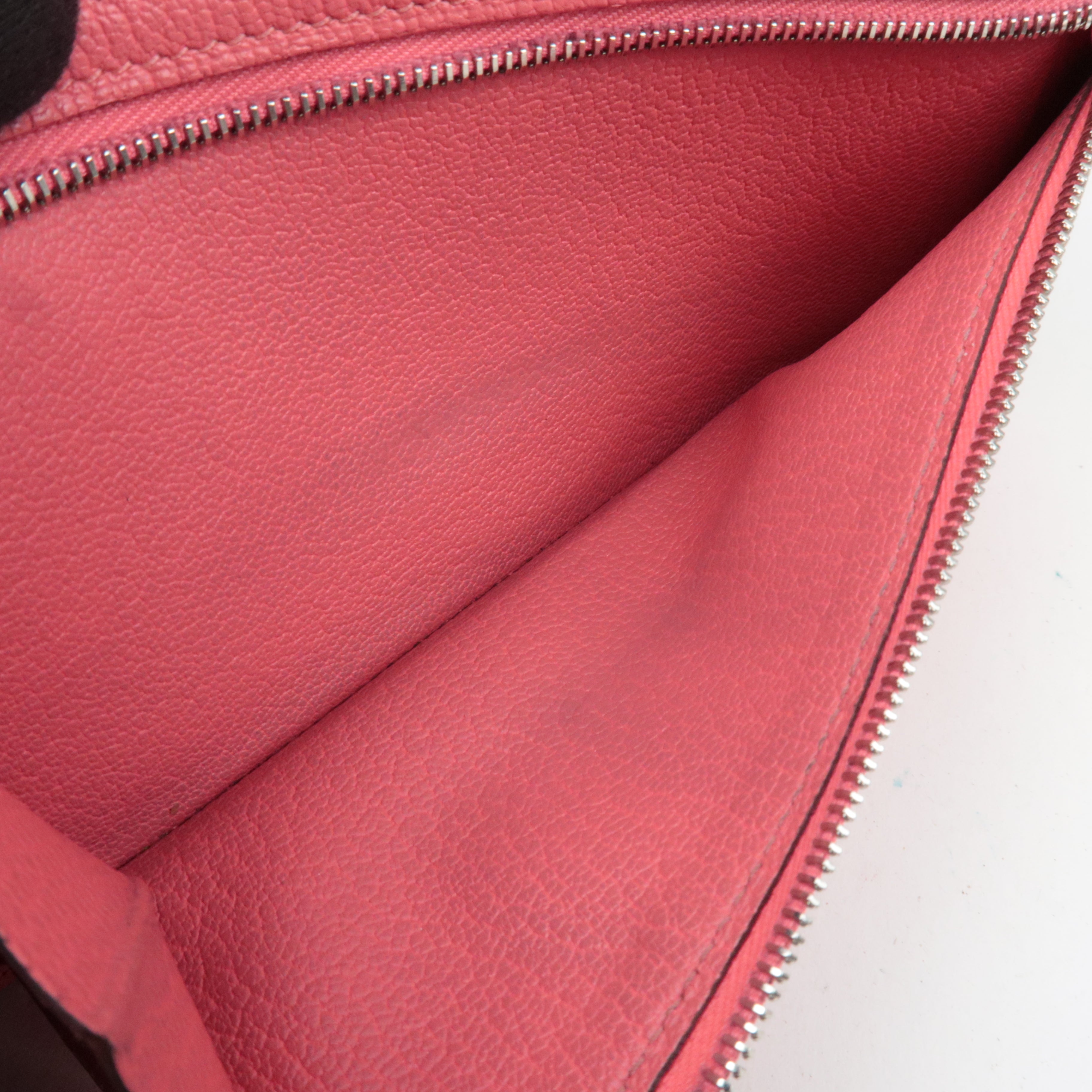 HERMES Bearn Soufflet Bifold Long Wallet X Stamp (2016) Chevre Rose Azalea Silver HDW *Box