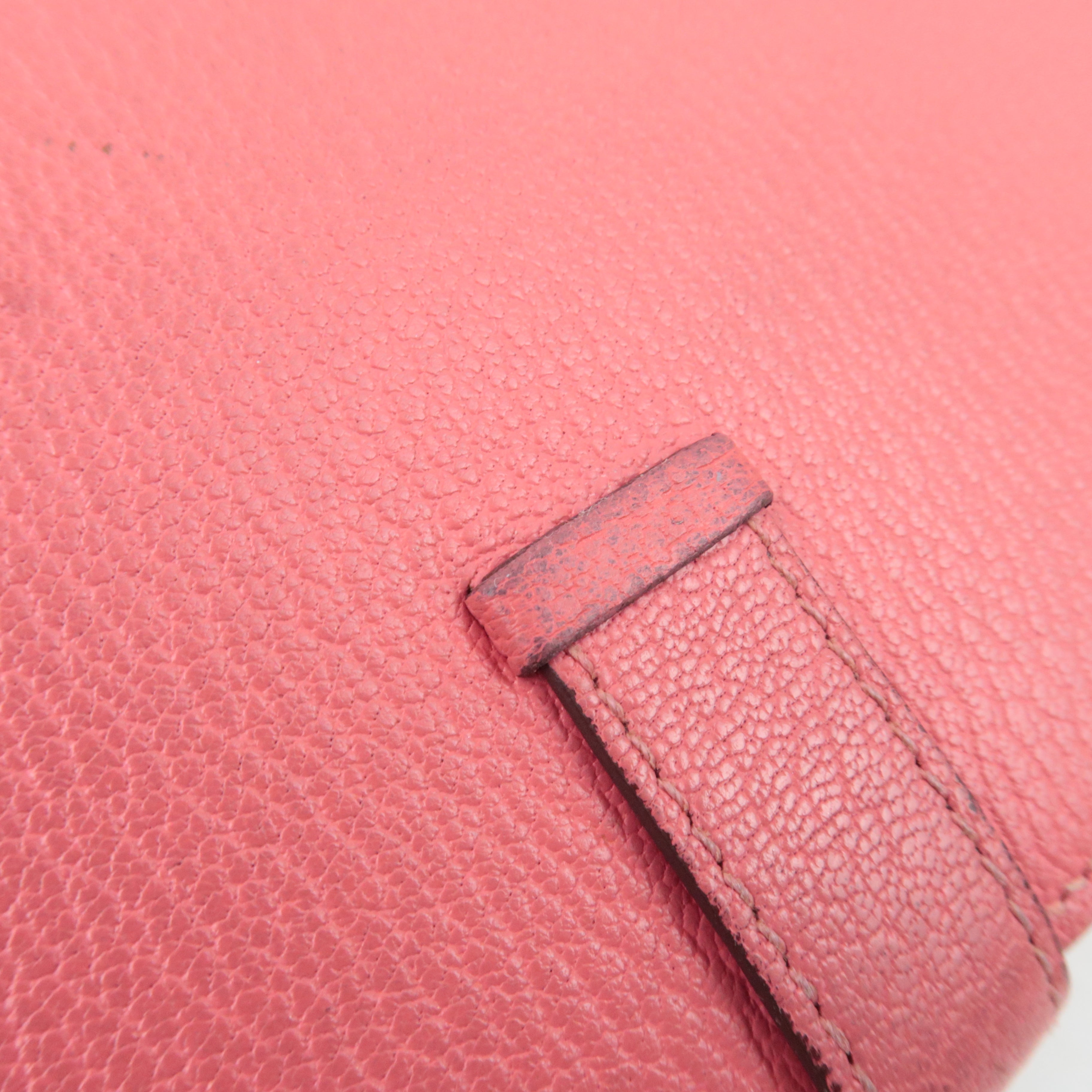 HERMES Bearn Soufflet Bifold Long Wallet X Stamp (2016) Chevre Rose Azalea Silver HDW *Box