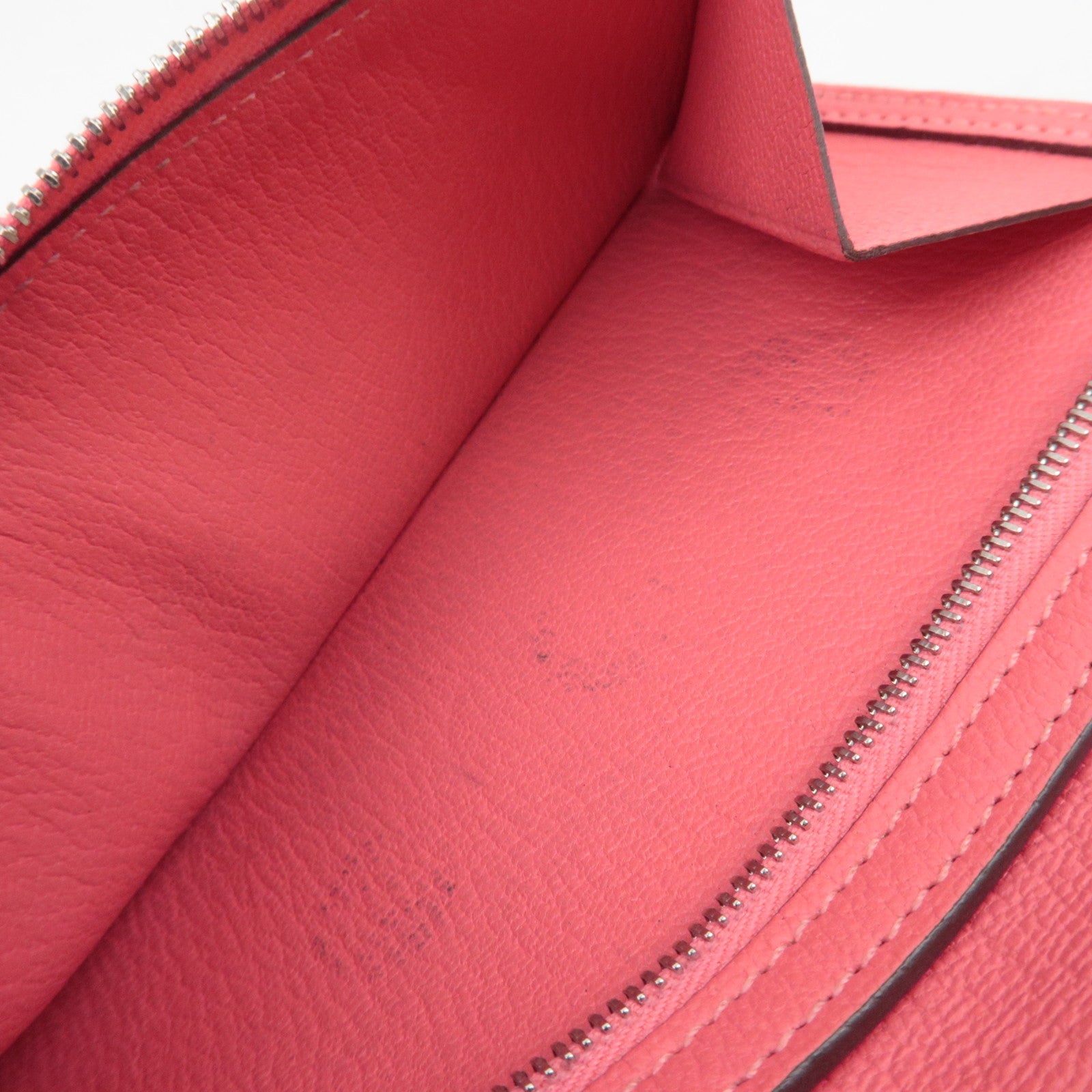 HERMES Bearn Soufflet Chevre Bifold Long Wallet C Stamp (2018) Rose Azalea Silver HDW *Box