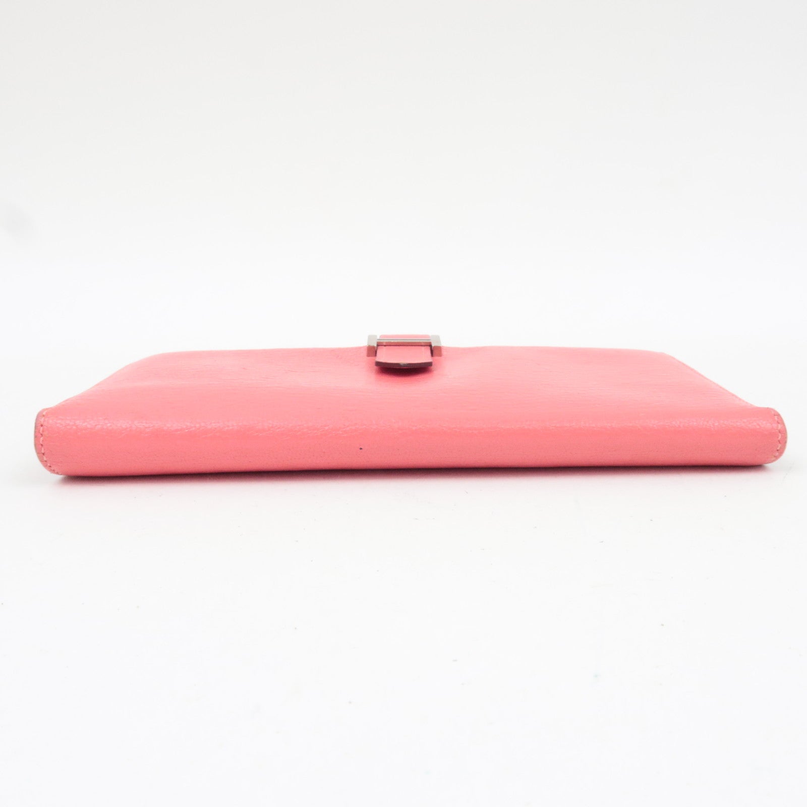 HERMES Bearn Soufflet Chevre Bifold Long Wallet C Stamp (2018) Rose Azalea Silver HDW *Box