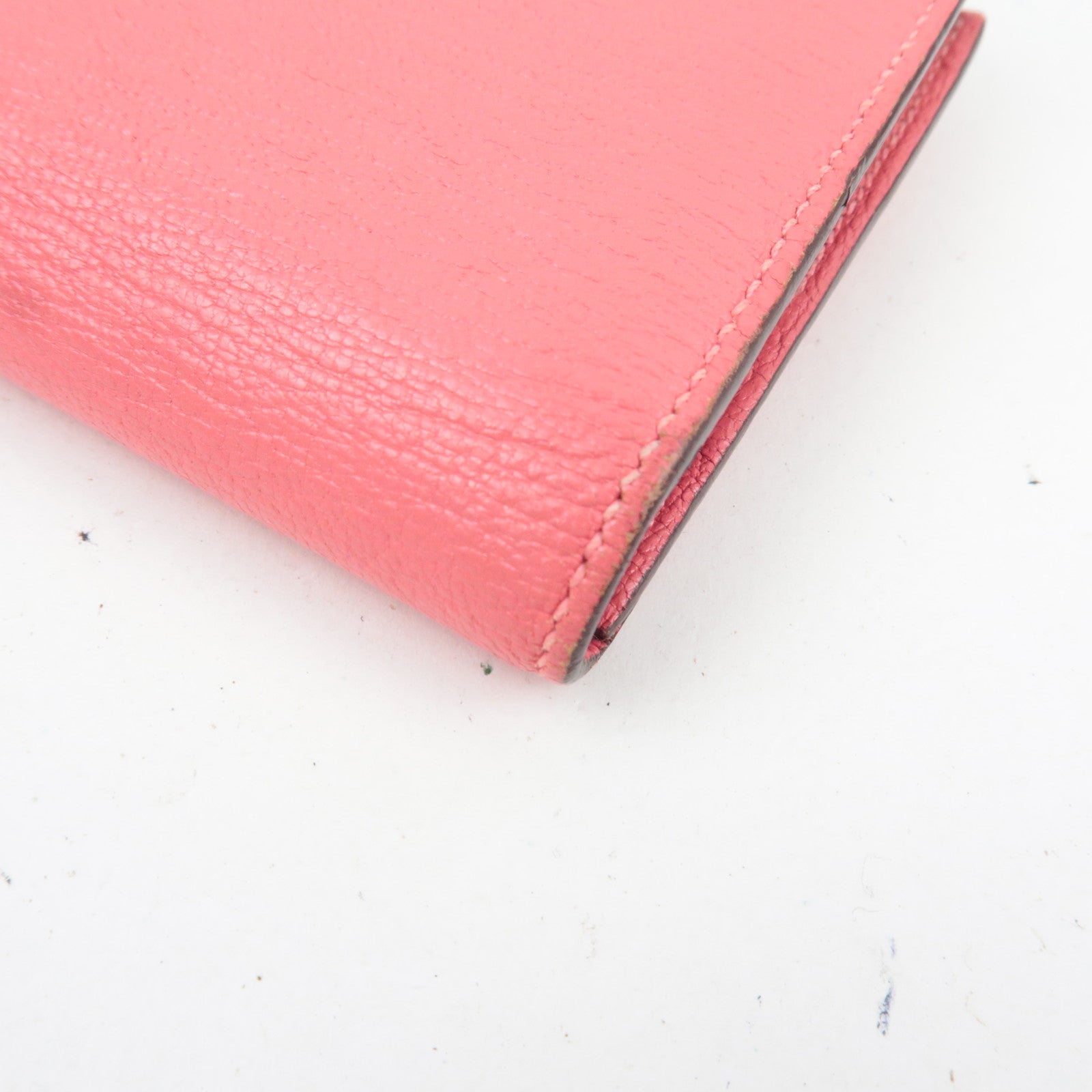 HERMES Bearn Soufflet Chevre Bifold Long Wallet C Stamp (2018) Rose Azalea Silver HDW *Box