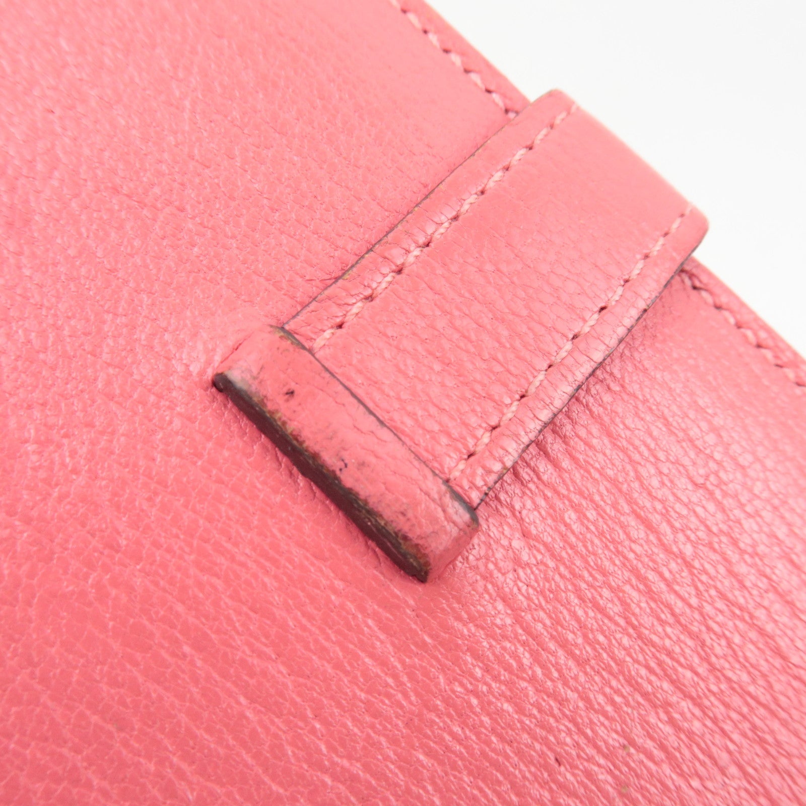 HERMES Bearn Soufflet Chevre Bifold Long Wallet C Stamp (2018) Rose Azalea Silver HDW *Box