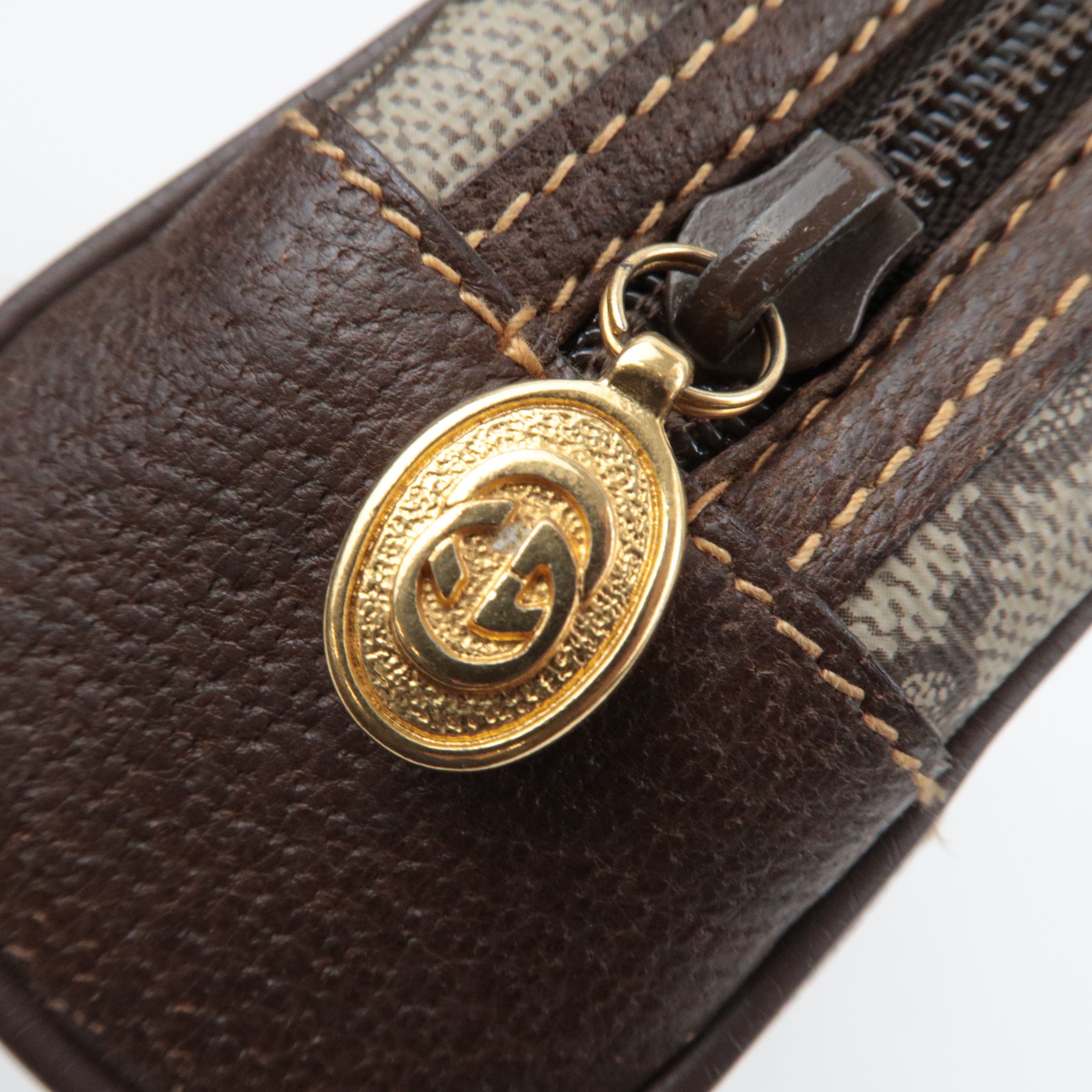 GUCCI GG Plus Leather Clutch Bag Beige Brown 014.89.0194