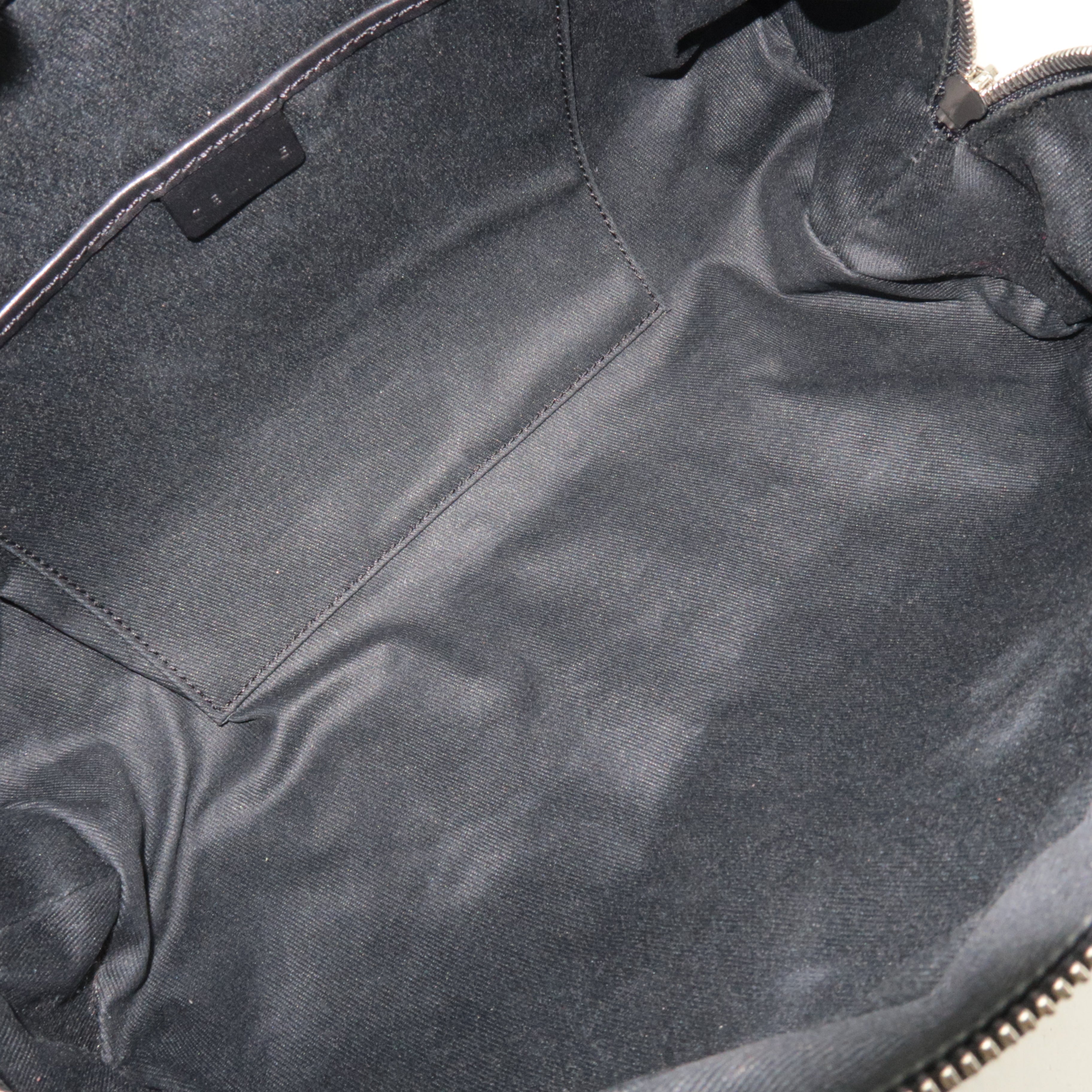 CELINE C Macadam Canvas Leather Mini Boston Bag Black