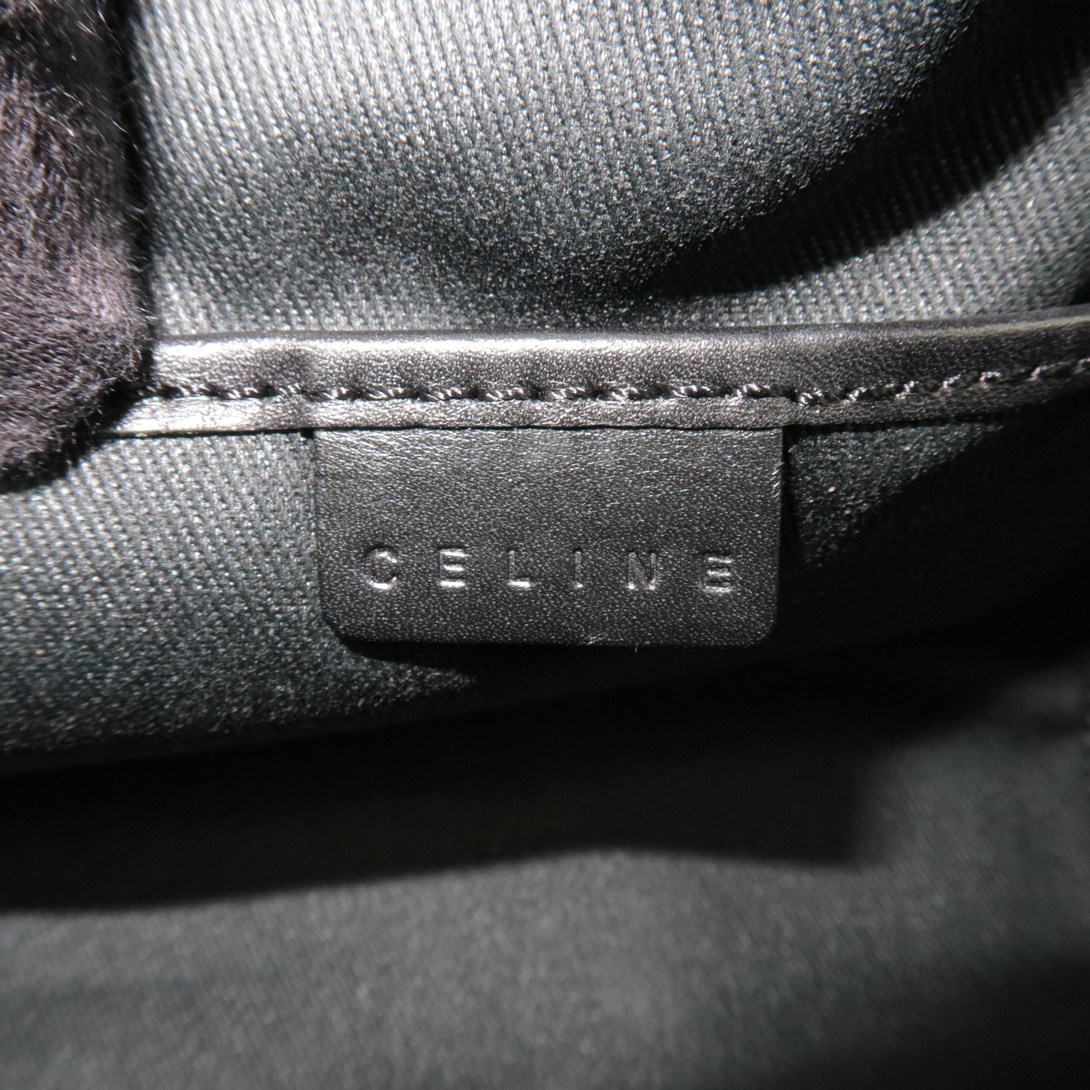 CELINE C Macadam Canvas Leather Mini Boston Bag Black