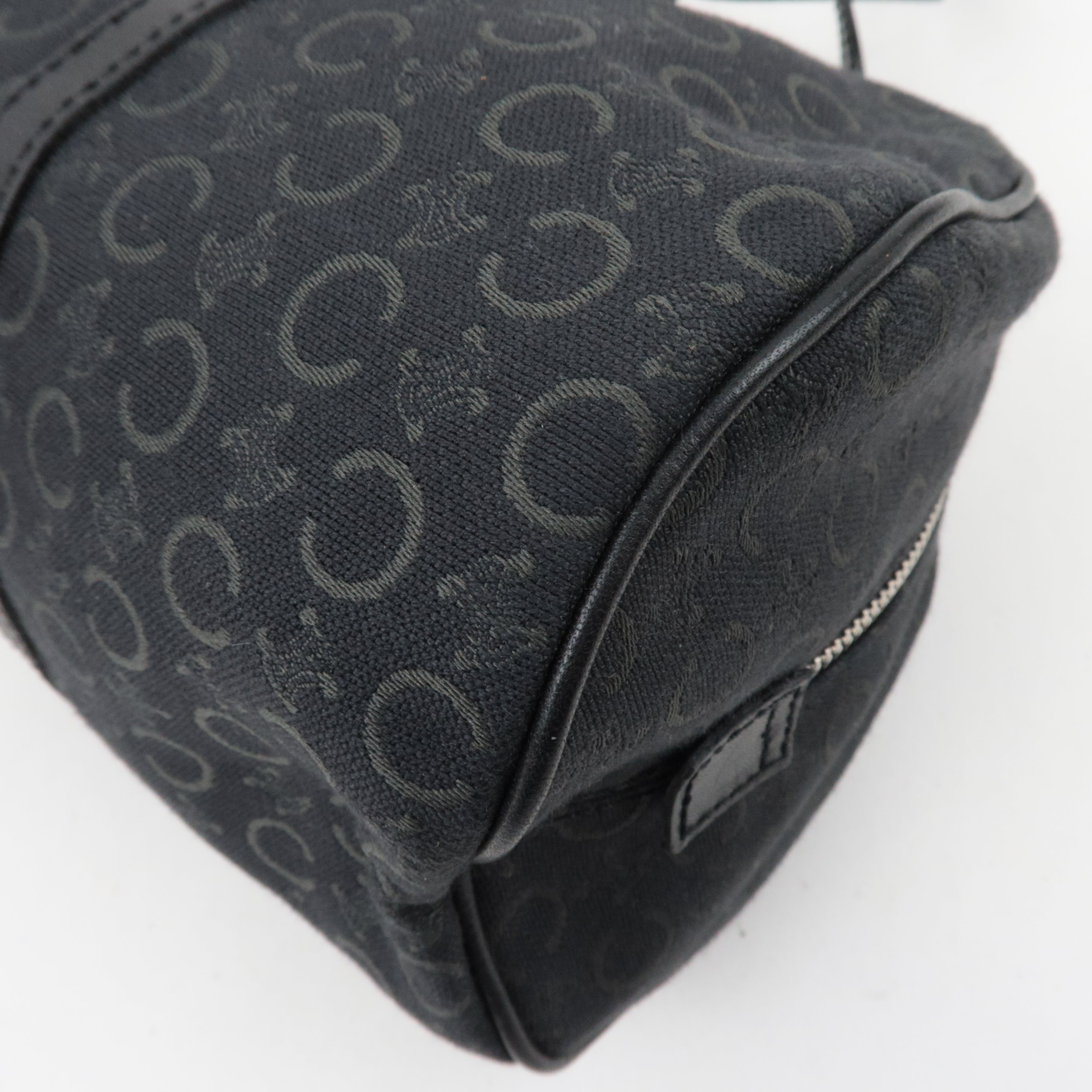 CELINE C Macadam Canvas Leather Mini Boston Bag Black