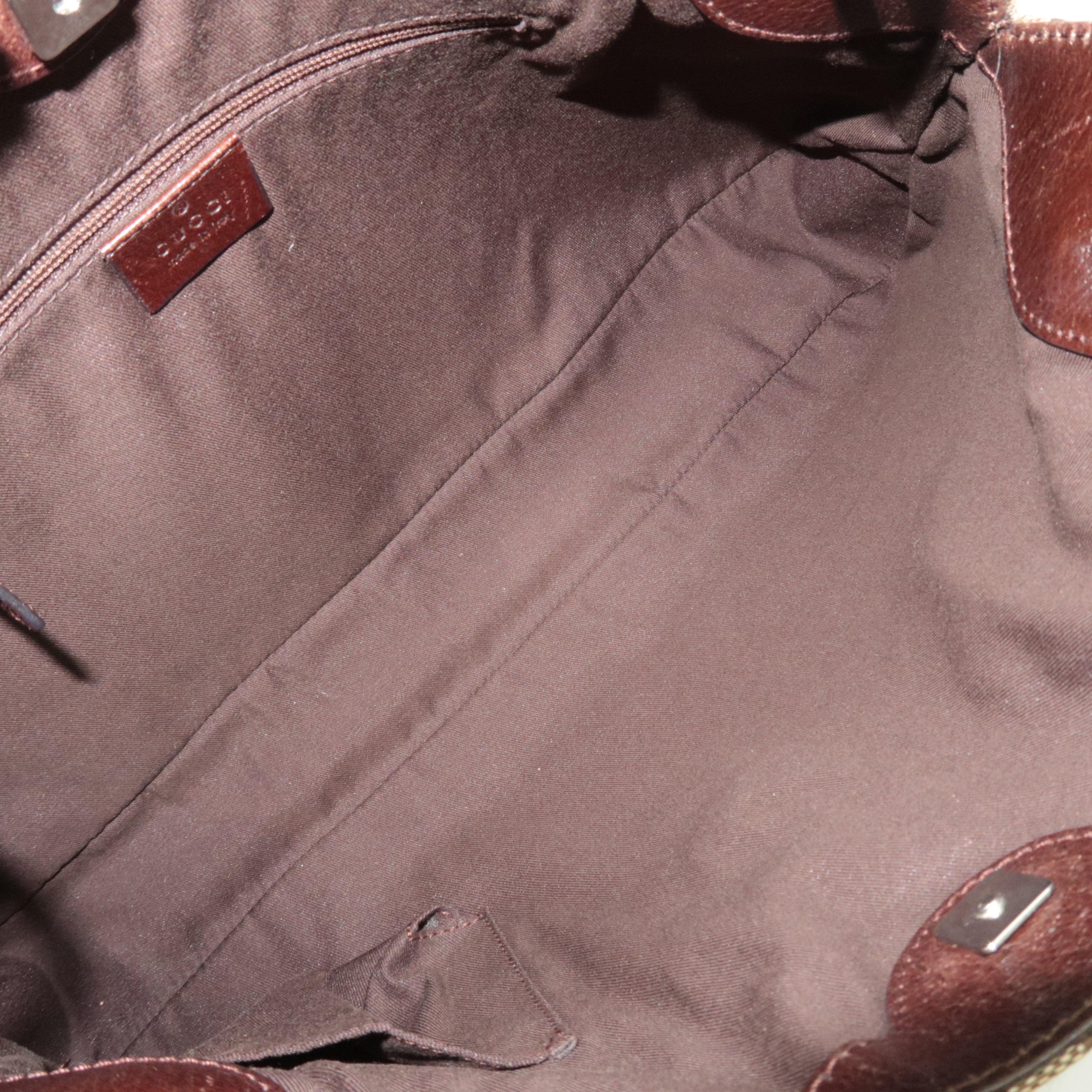 GUCCI GG Canvas Leathe Tote Bag Beige Brown 121023  *Dust bag