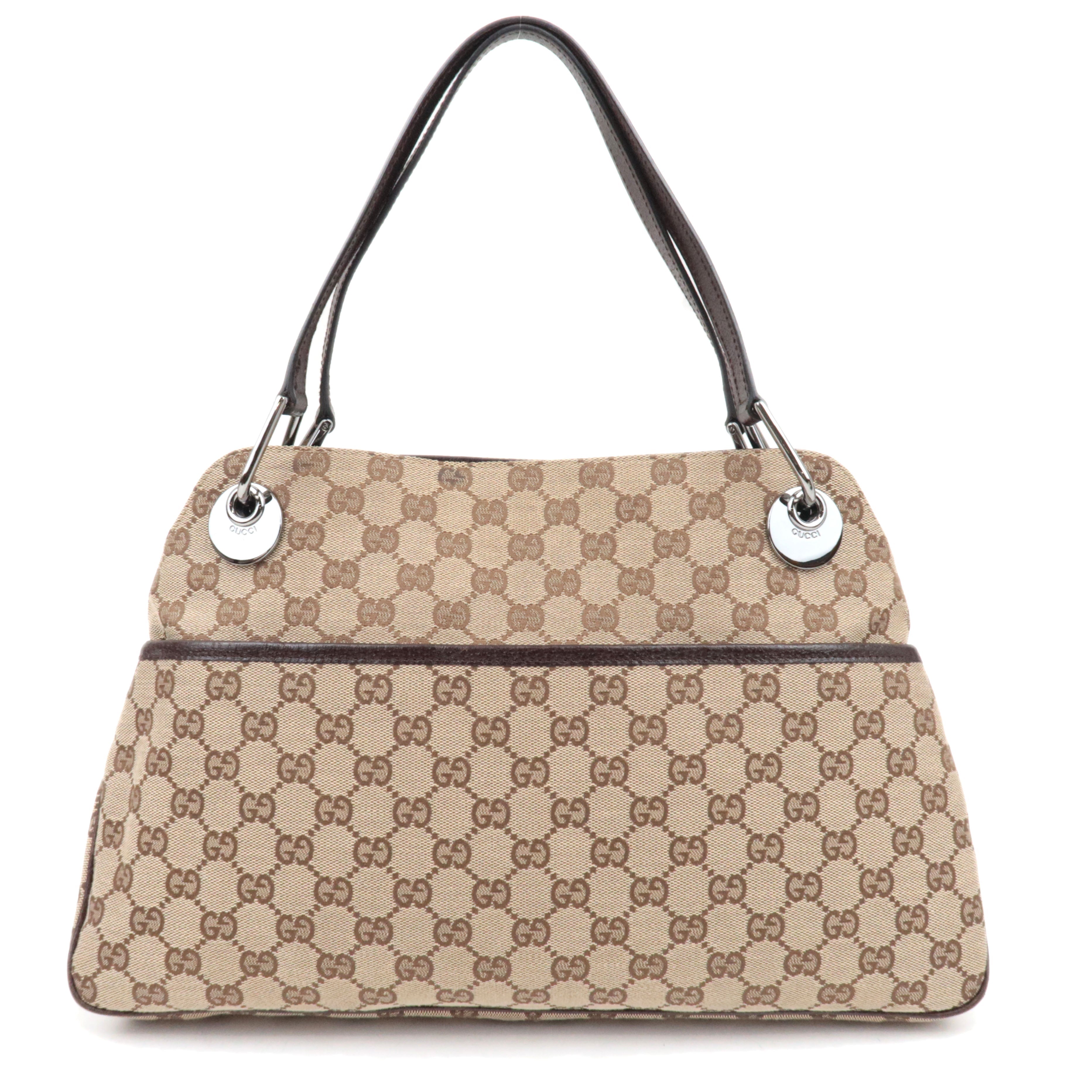 GUCCI GG Canvas Leathe Tote Bag Beige Brown 121023  *Dust bag83937