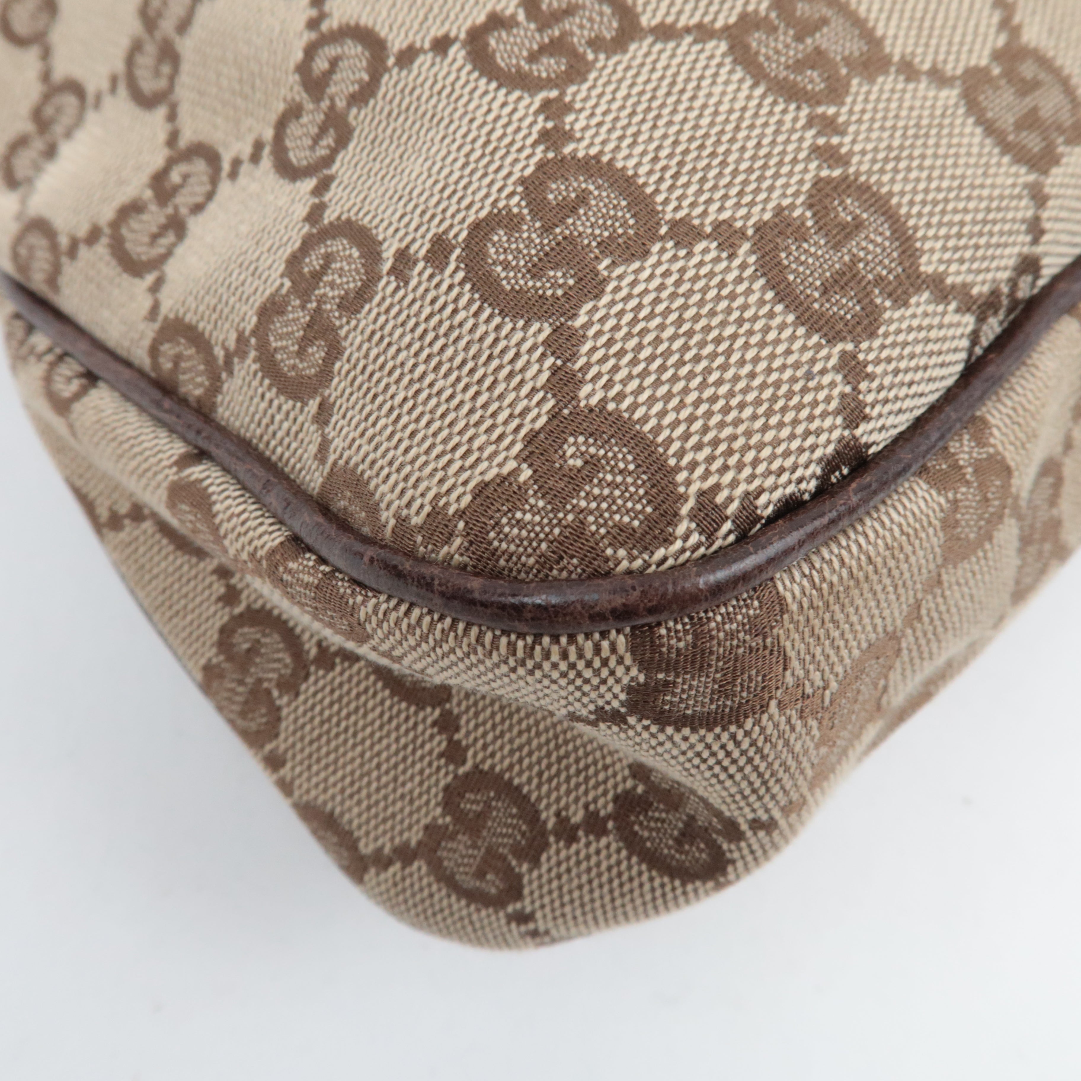 GUCCI GG Canvas Leathe Tote Bag Beige Brown 121023  *Dust bag