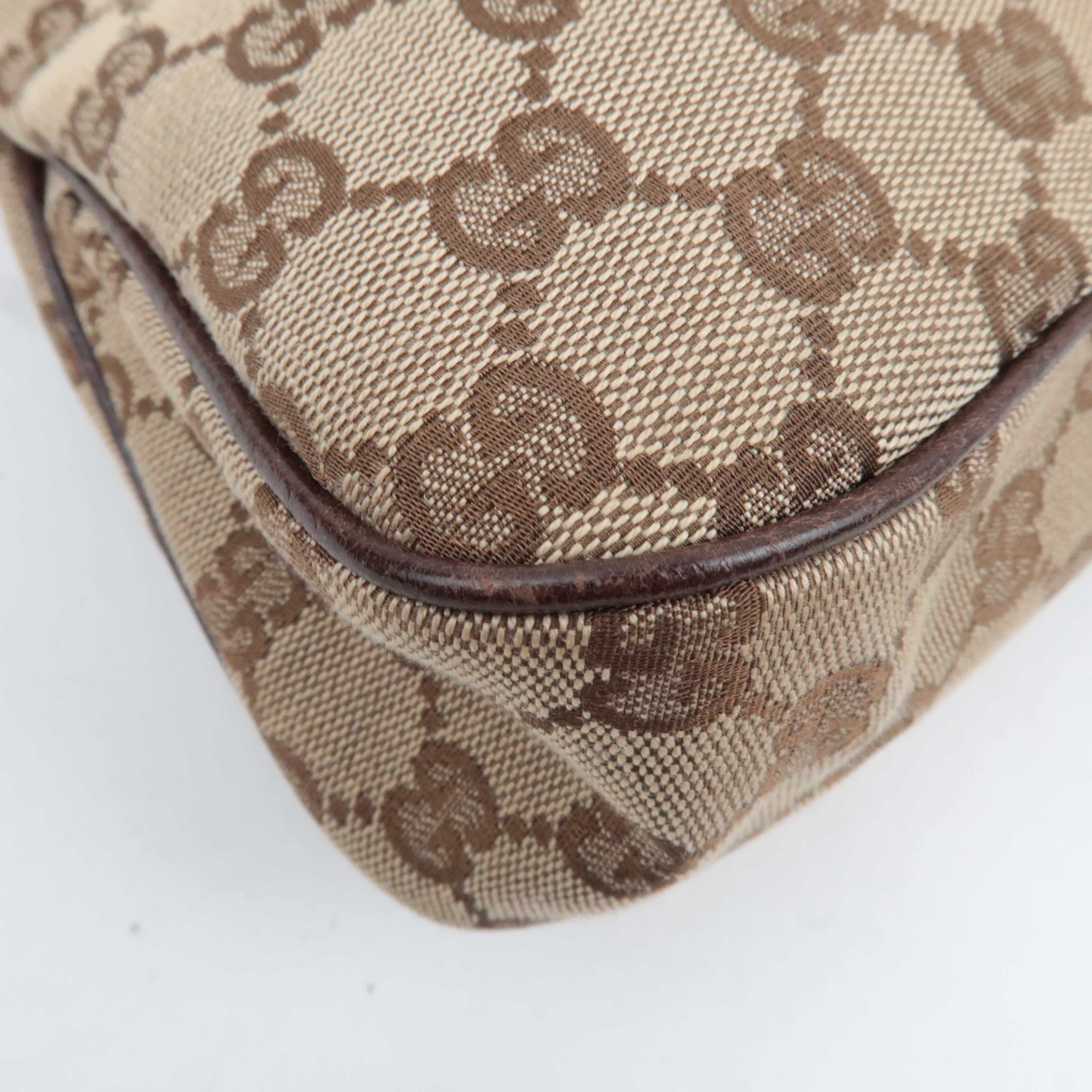 GUCCI GG Canvas Leathe Tote Bag Beige Brown 121023  *Dust bag