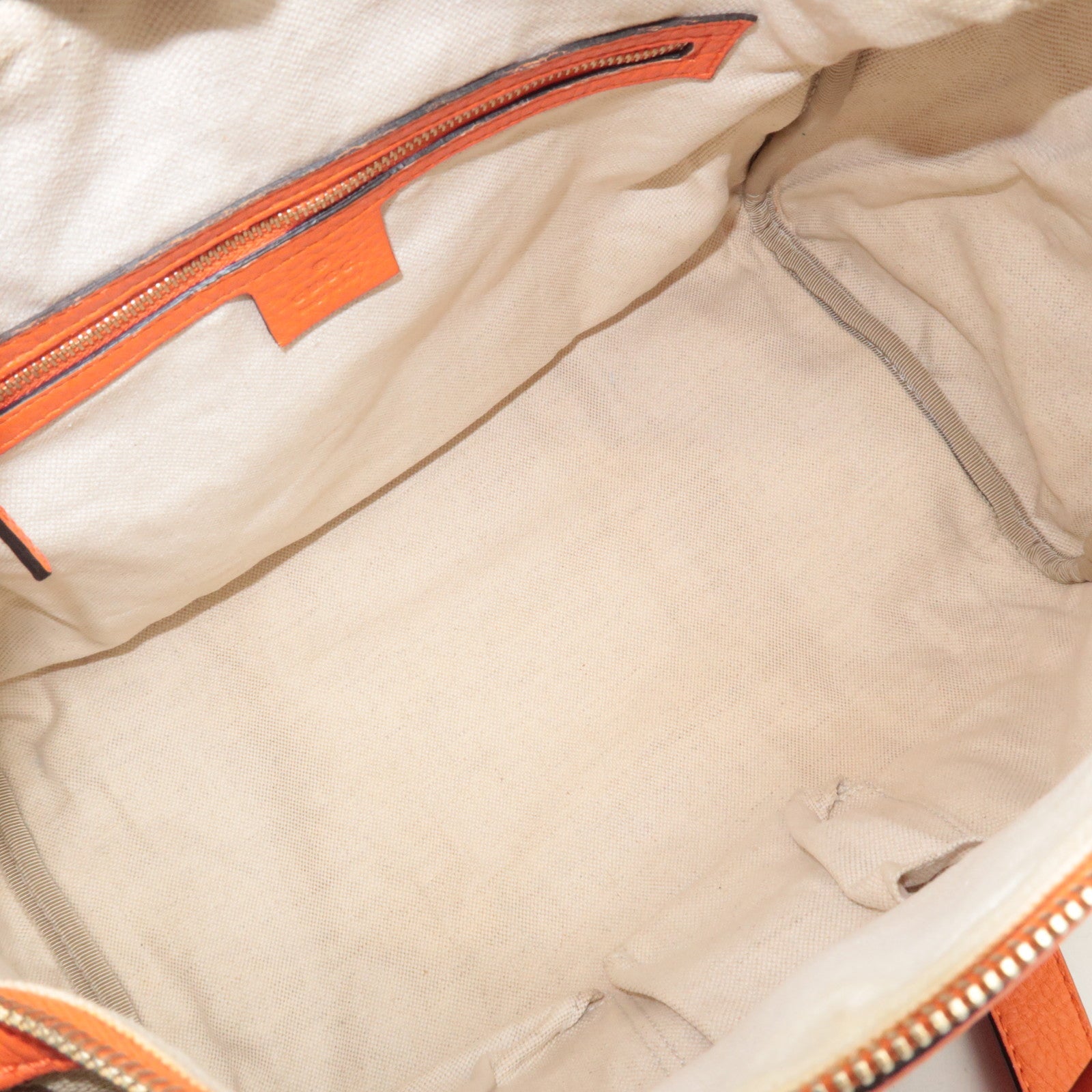 GUCCI Sherry GG Canvas Leather 2Way Boston Bag Beige Orange 247205 *Strap