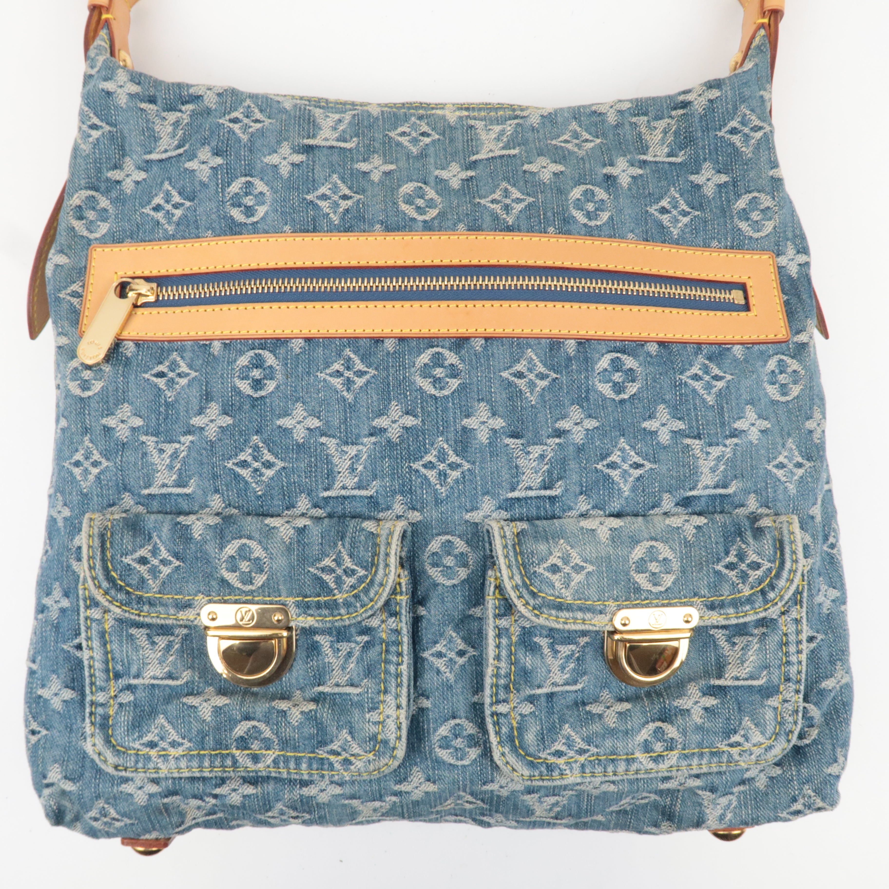 Louis Vuitton Monogram Denim Baggy GM Shoulder Bag Blue M95048 FL0056, TH0096 *Long strap