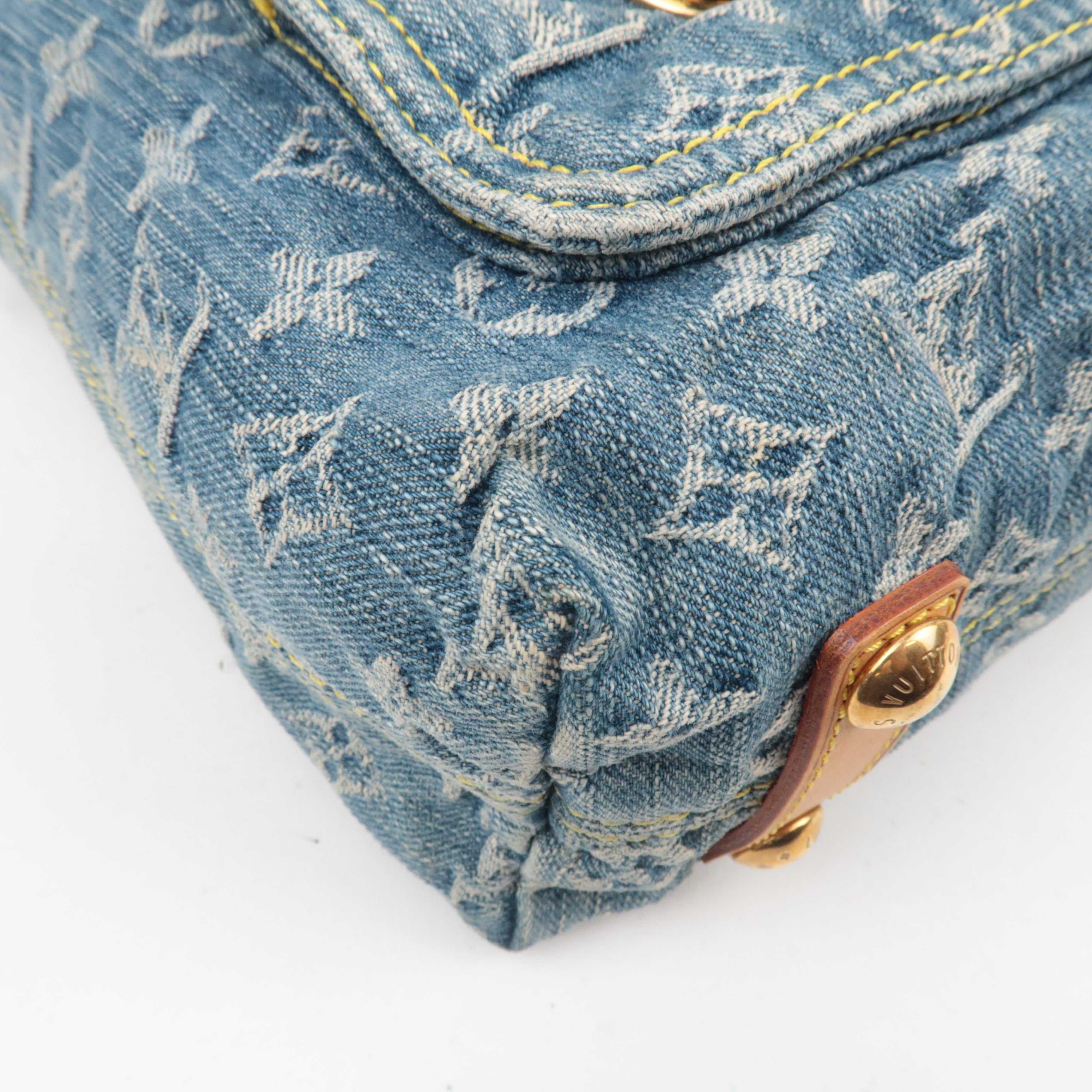 Louis Vuitton Monogram Denim Baggy GM Shoulder Bag Blue M95048 FL0056, TH0096 *Long strap