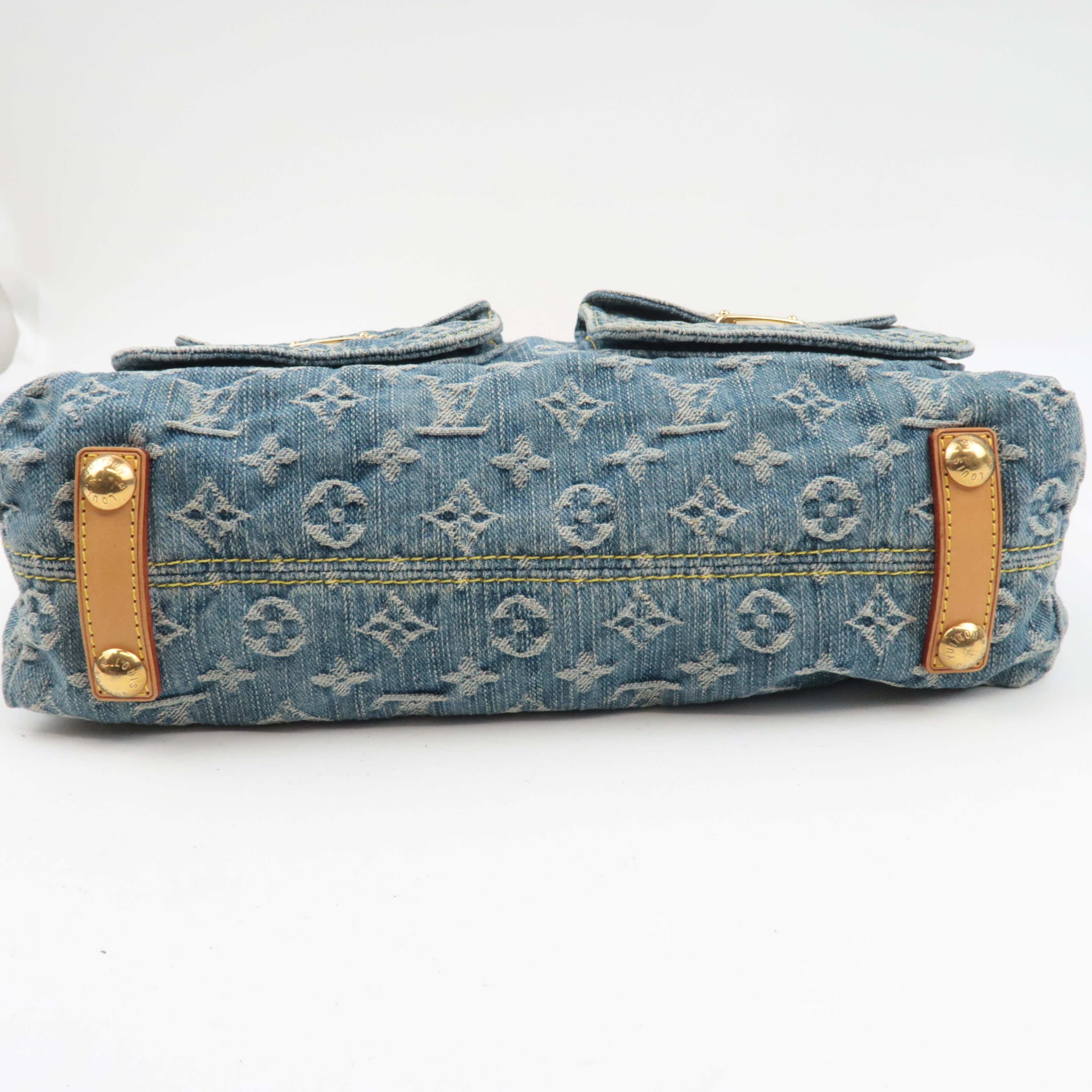 Louis Vuitton Monogram Denim Baggy GM Shoulder Bag Blue M95048 FL0056, TH0096 *Long strap