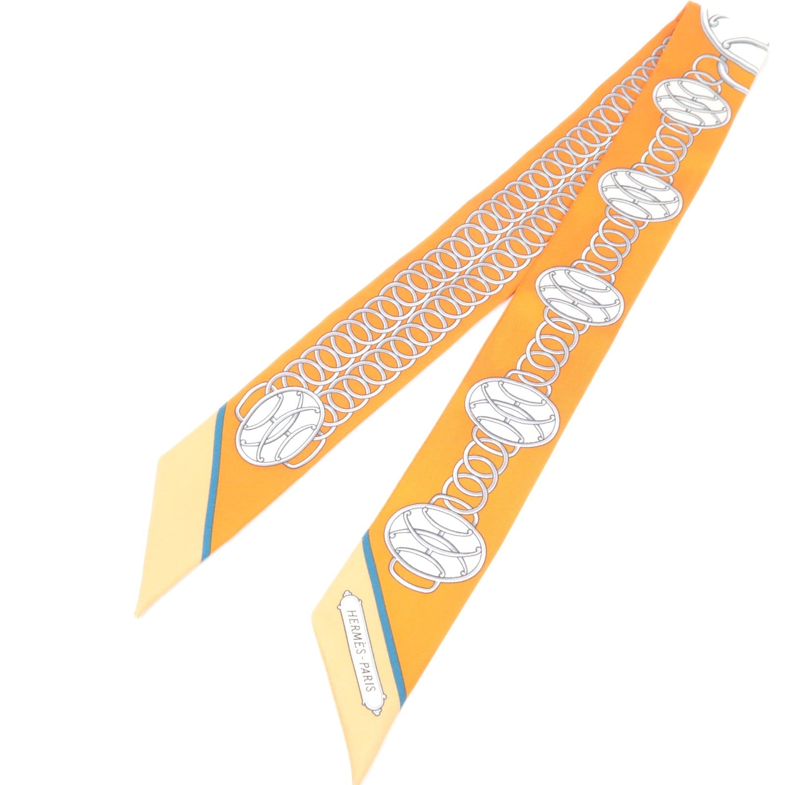 HERMES Twilly Scarf Lift Profile 100% Silk Orange83955