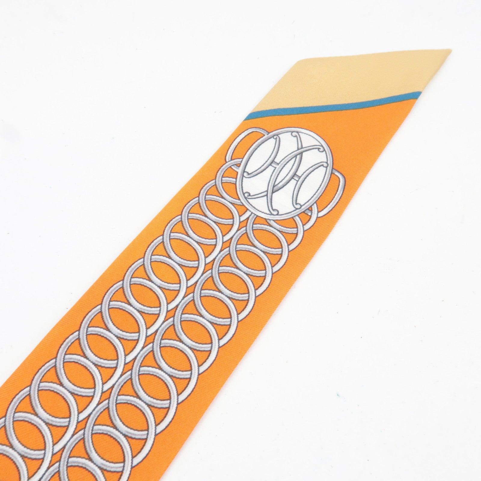 HERMES Twilly Scarf Lift Profile 100% Silk Orange