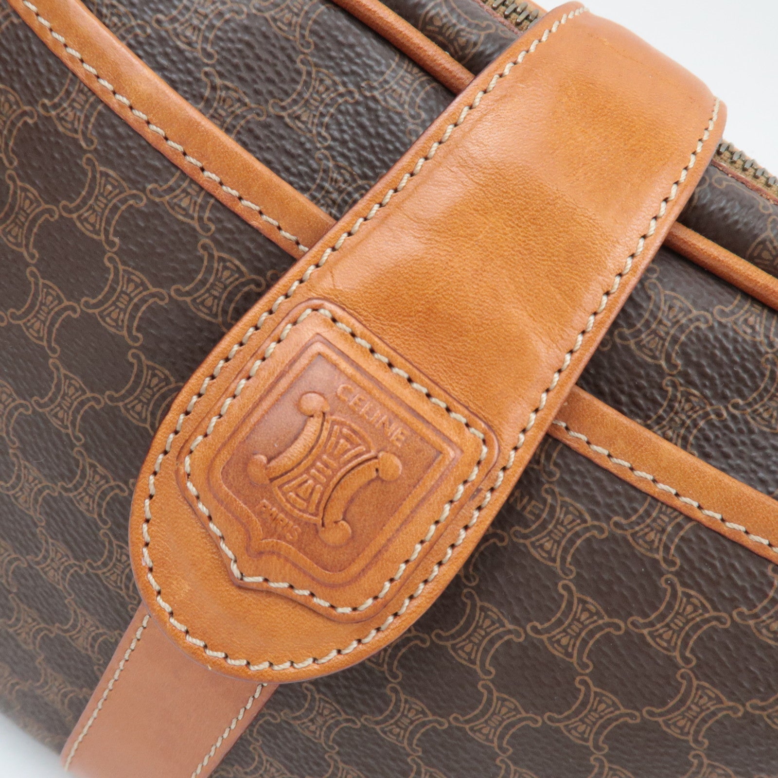 CELINE Macadam PVC Leather Shoulder Bag Brown