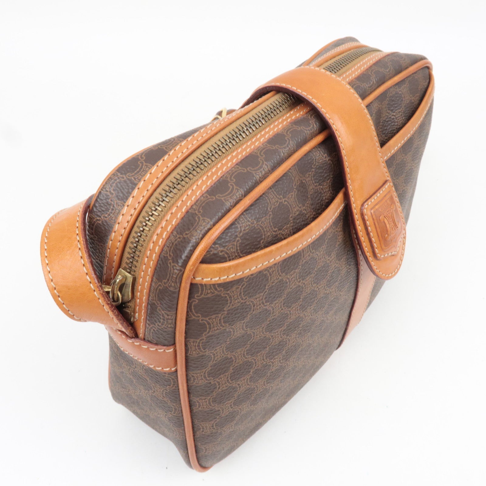 CELINE Macadam PVC Leather Shoulder Bag Brown