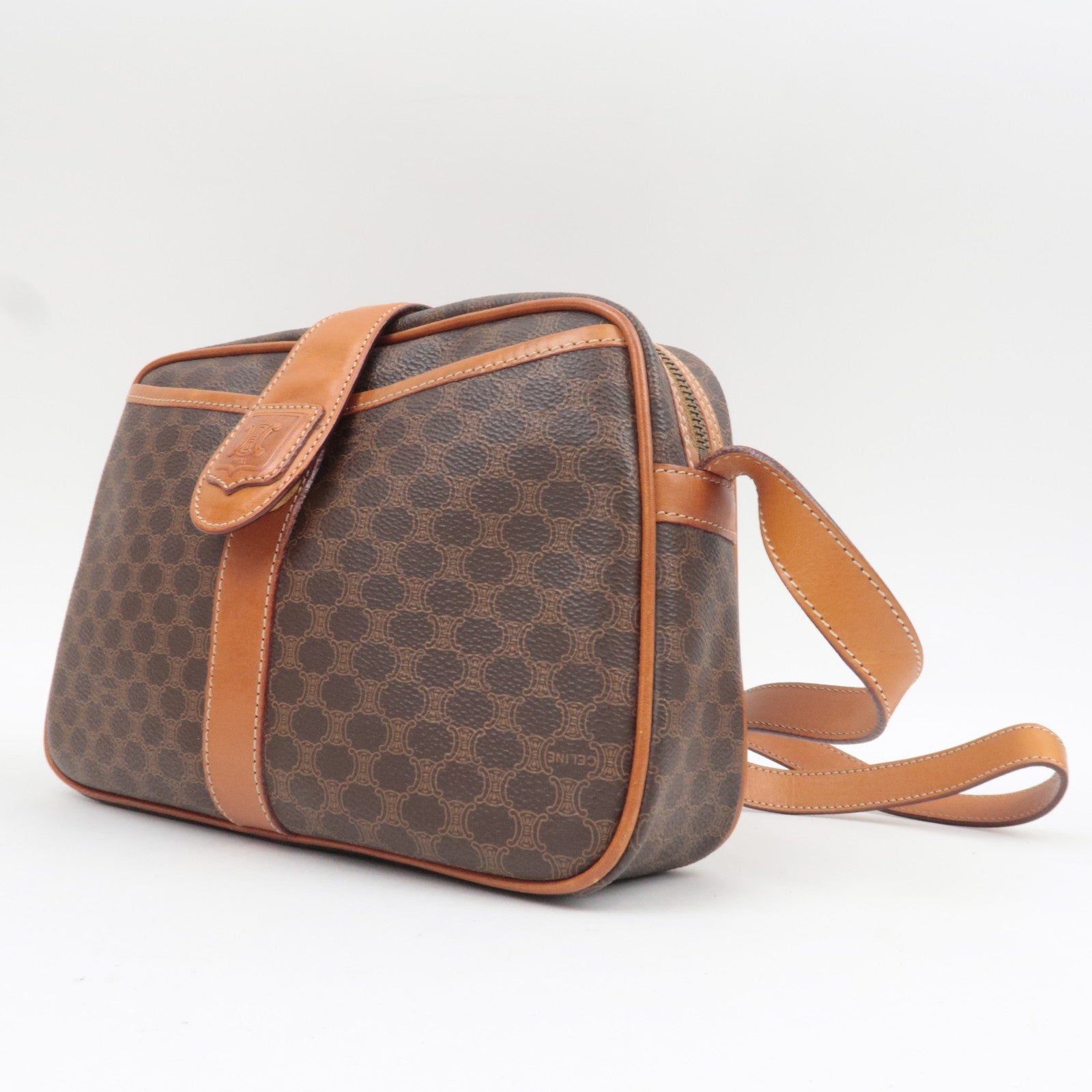 CELINE Macadam PVC Leather Shoulder Bag Brown