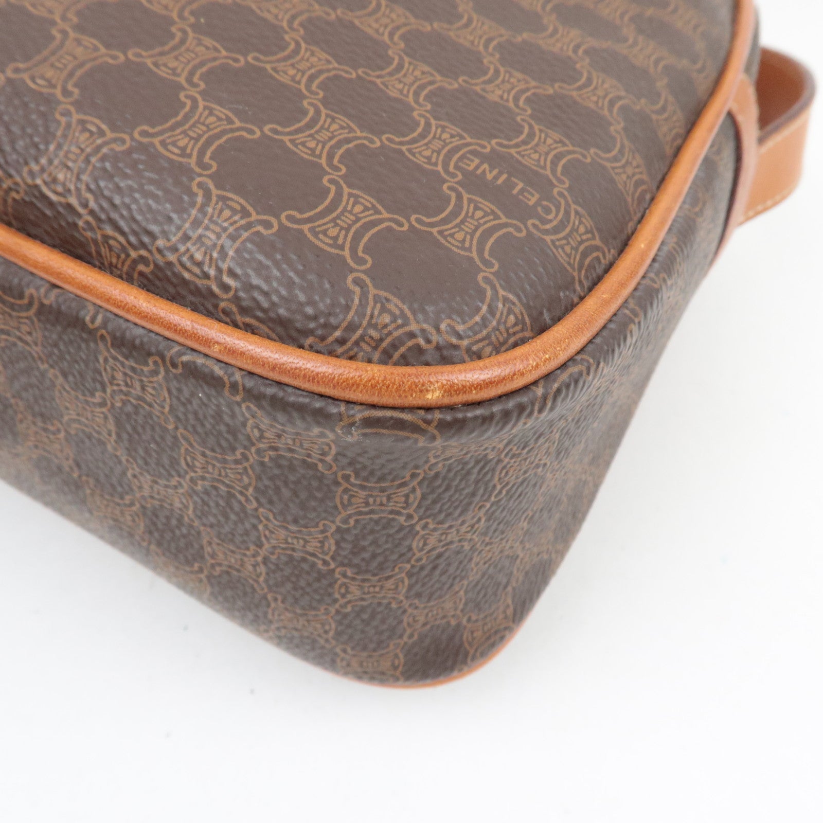 CELINE Macadam PVC Leather Shoulder Bag Brown