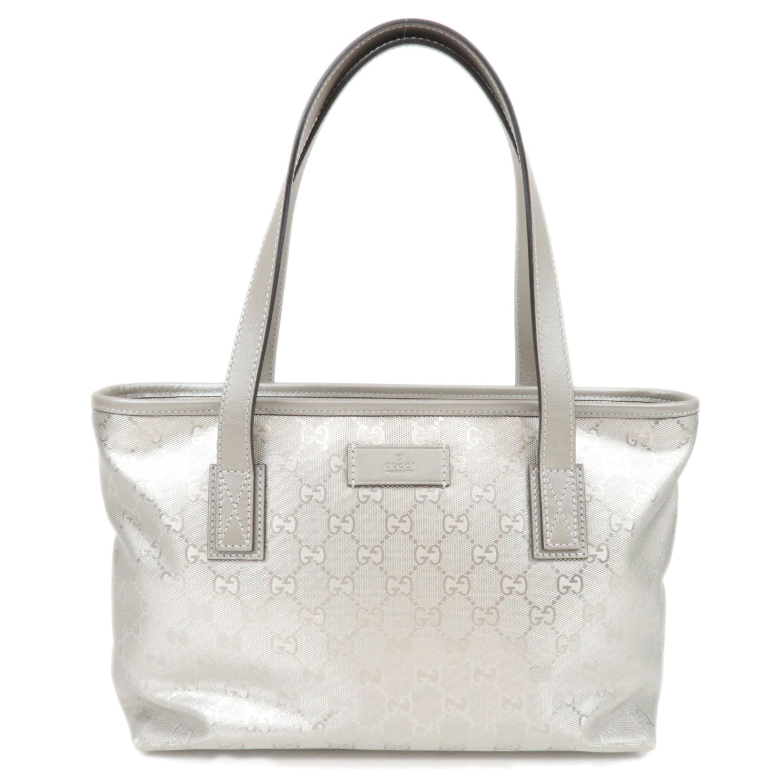 GUCCI GG Imprime Leather Tote Bag Silver 21113883988