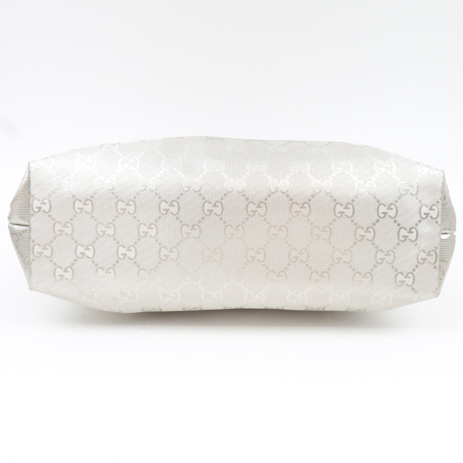 GUCCI GG Imprime Leather Tote Bag Silver 211138