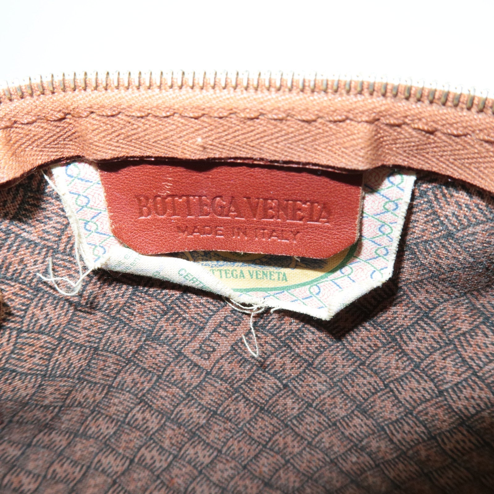 BOTTEGA VENETA Intrecciato Marco Polo Vintage Leather Handbag Black Brown