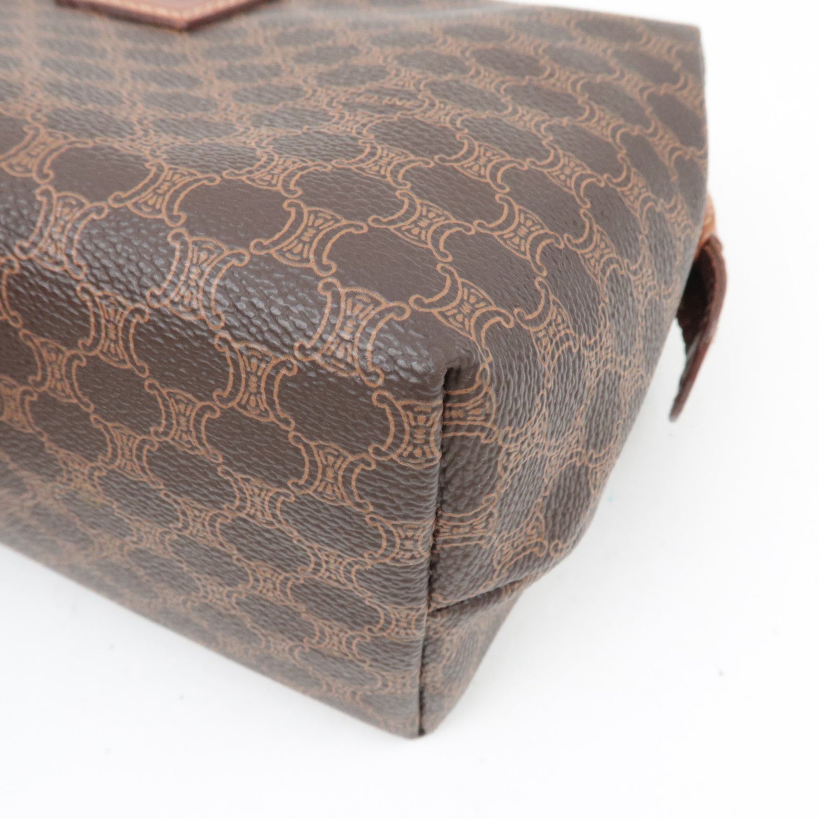 CELINE Macadam PVC Leather Cosmetic Pouch Brown