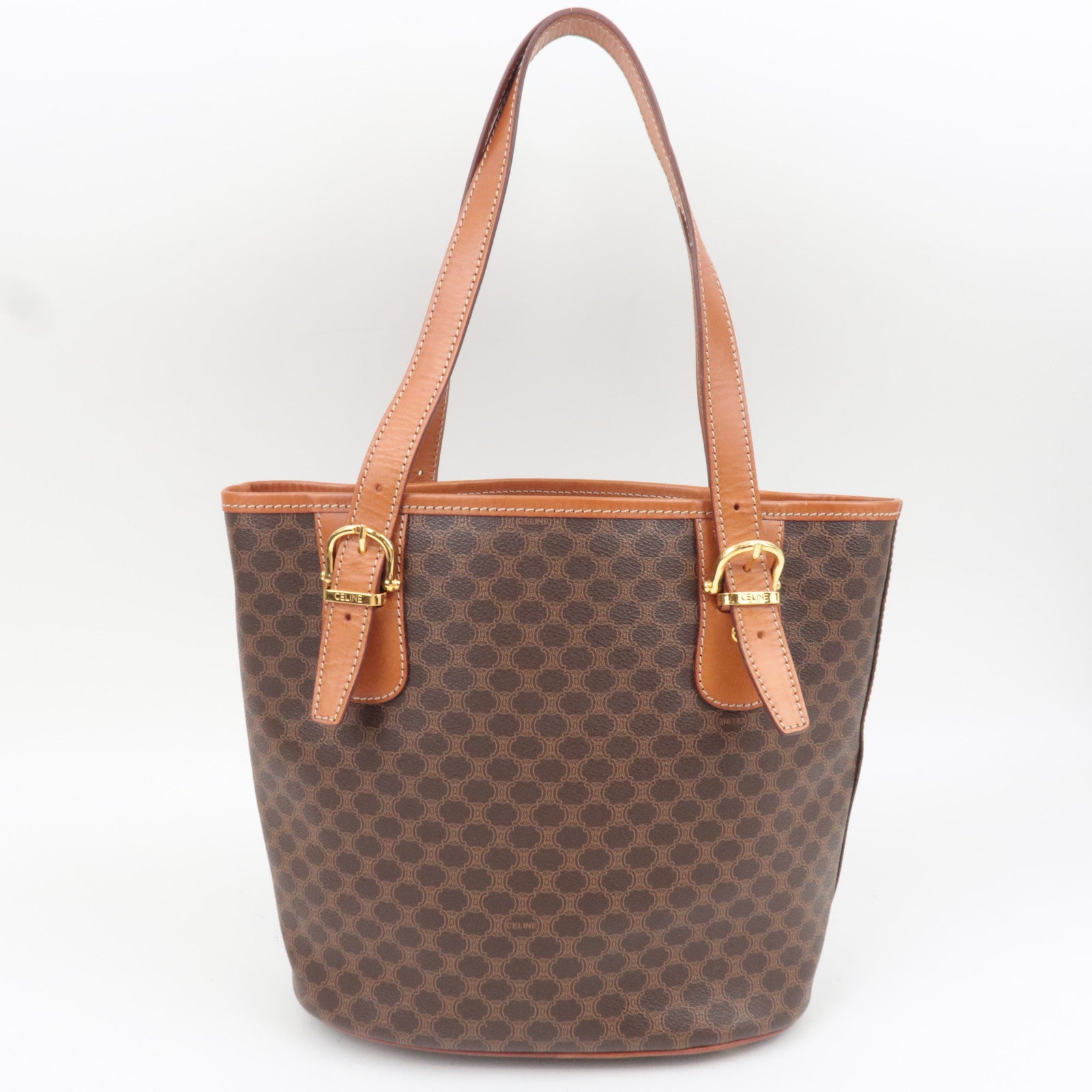CELINE Macadam PVC Leather Tote Bag Brown