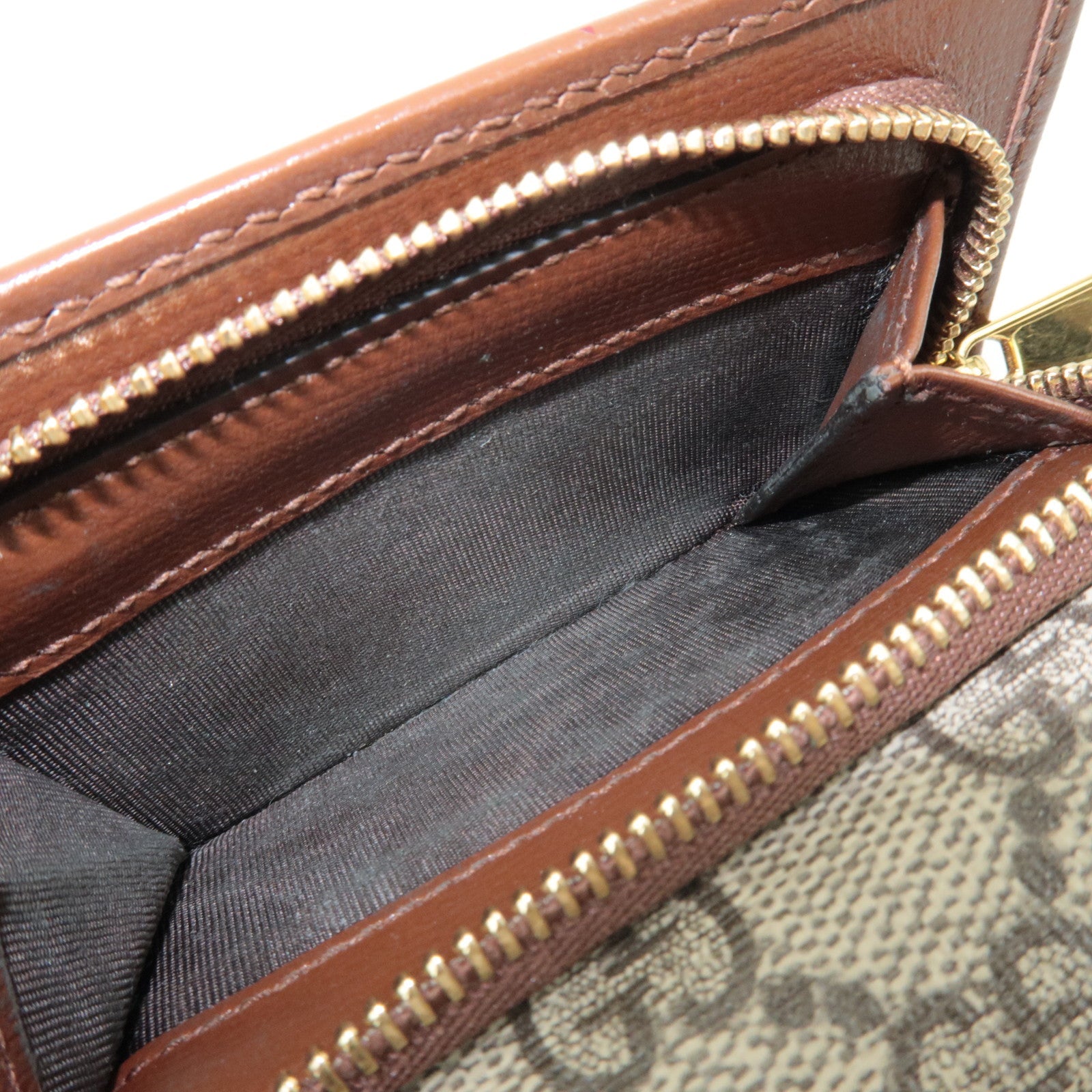 GUCCI Horsebit GG Supreme Leather Trifold Wallet Beige Brown 644462