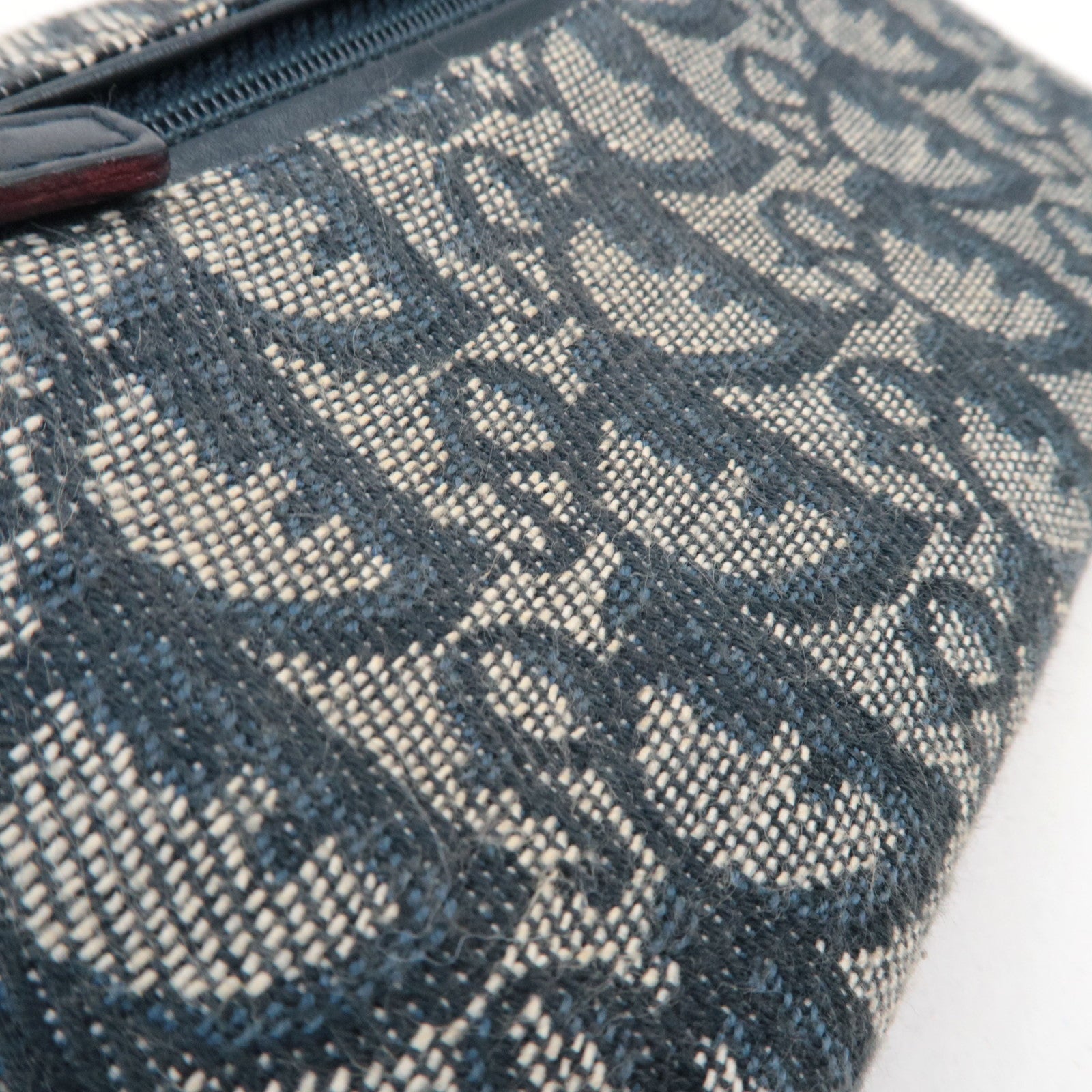 Christian Dior Trotter Canvas Leather Tri-Fold Long Wallet Navy *Box, Dust bag, G card