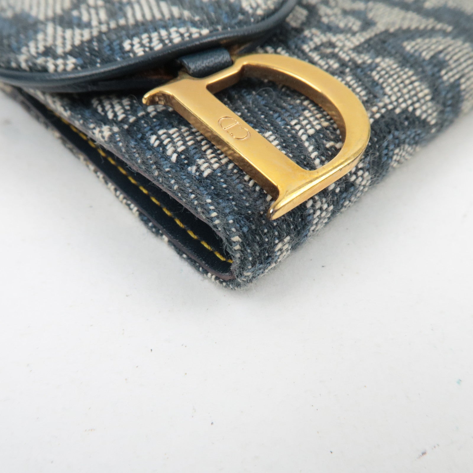 Christian Dior Trotter Canvas Leather Tri-Fold Long Wallet Navy *Box, Dust bag, G card