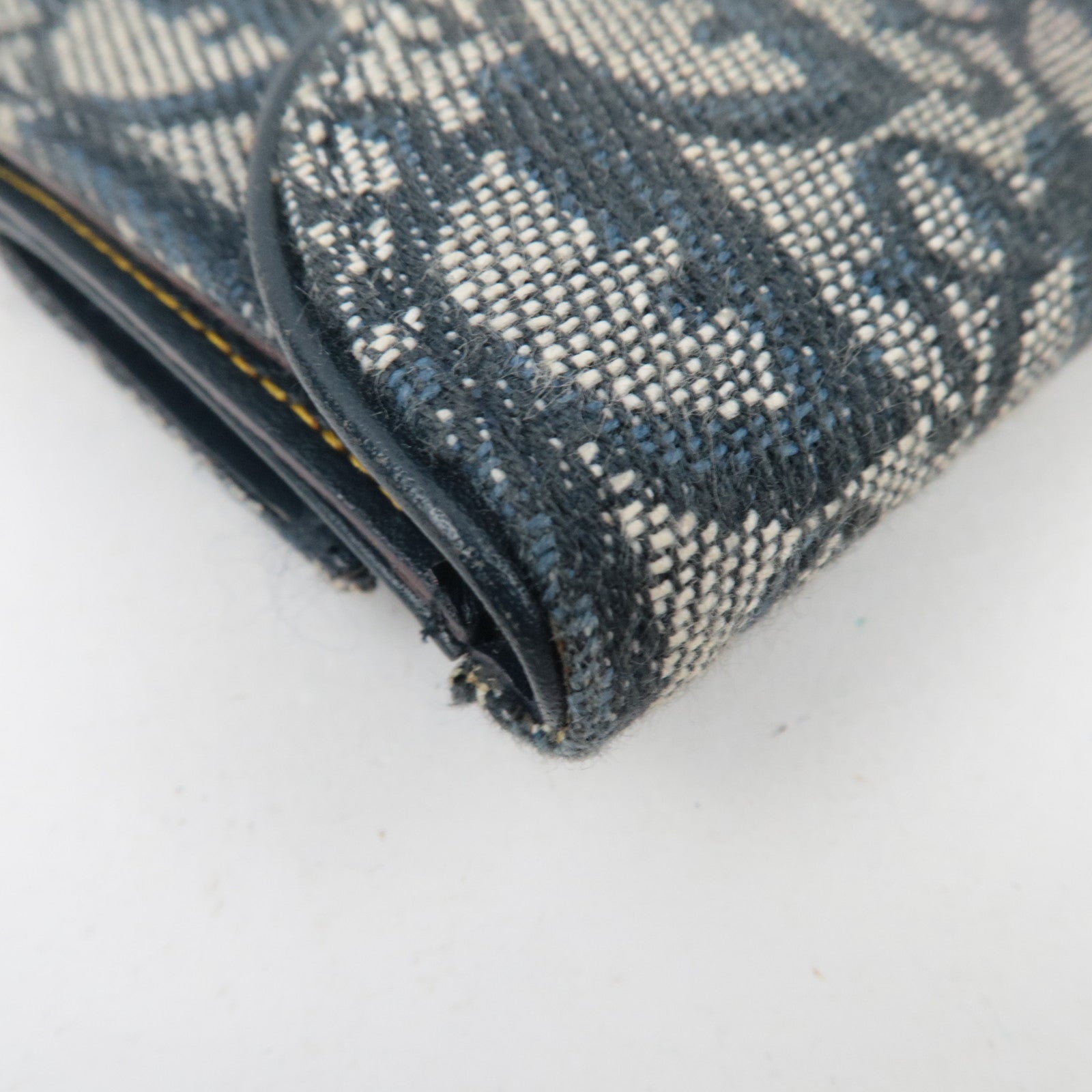 Christian Dior Trotter Canvas Leather Tri-Fold Long Wallet Navy *Box, Dust bag, G card