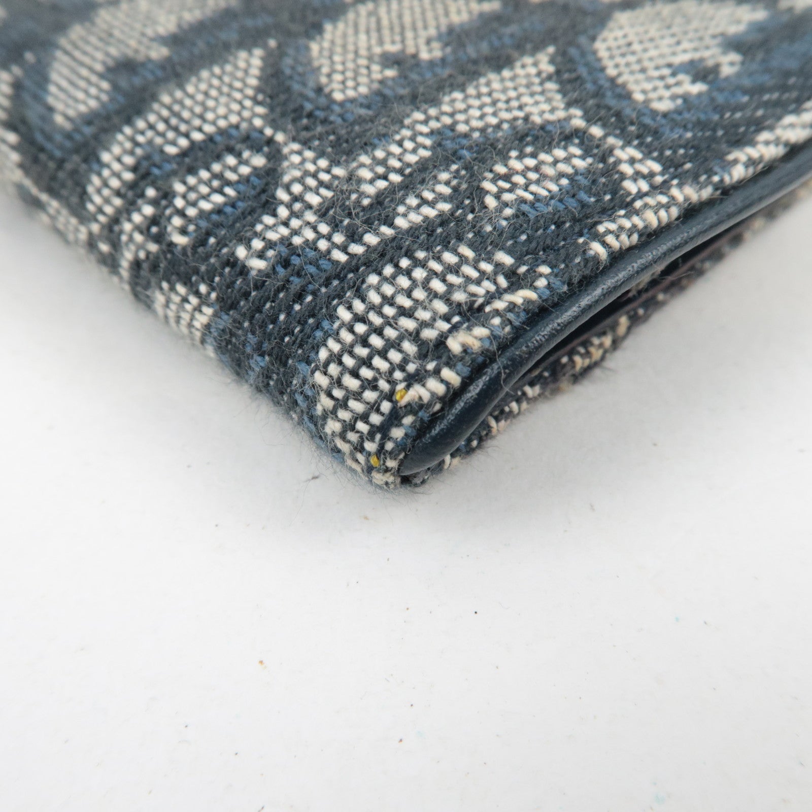 Christian Dior Trotter Canvas Leather Tri-Fold Long Wallet Navy *Box, Dust bag, G card