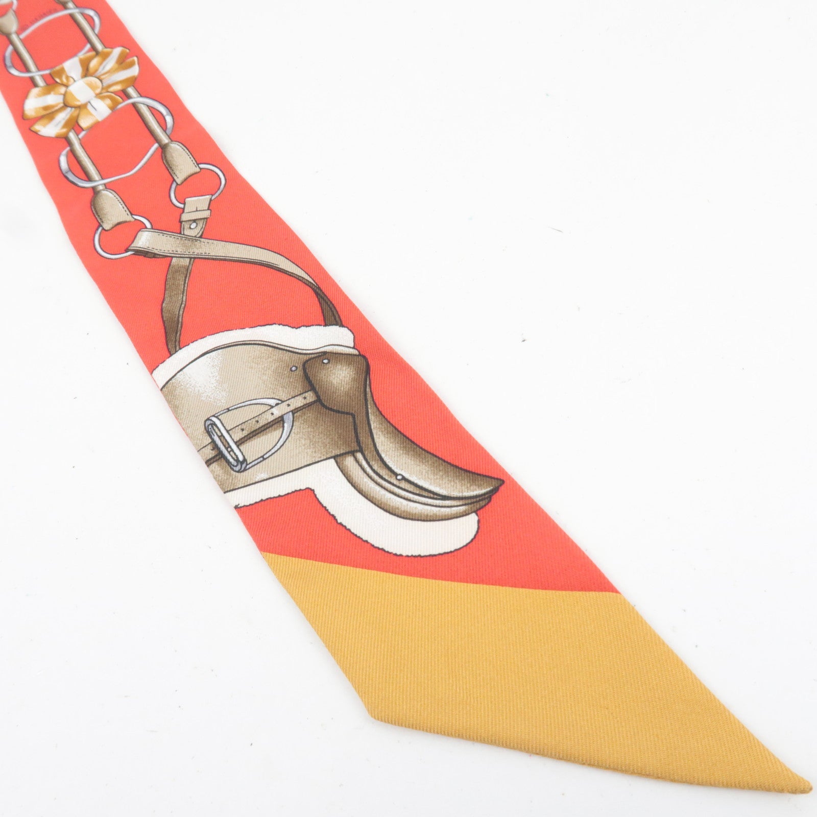 HERMES Twilly Scarf Jumping 100% Silk Red